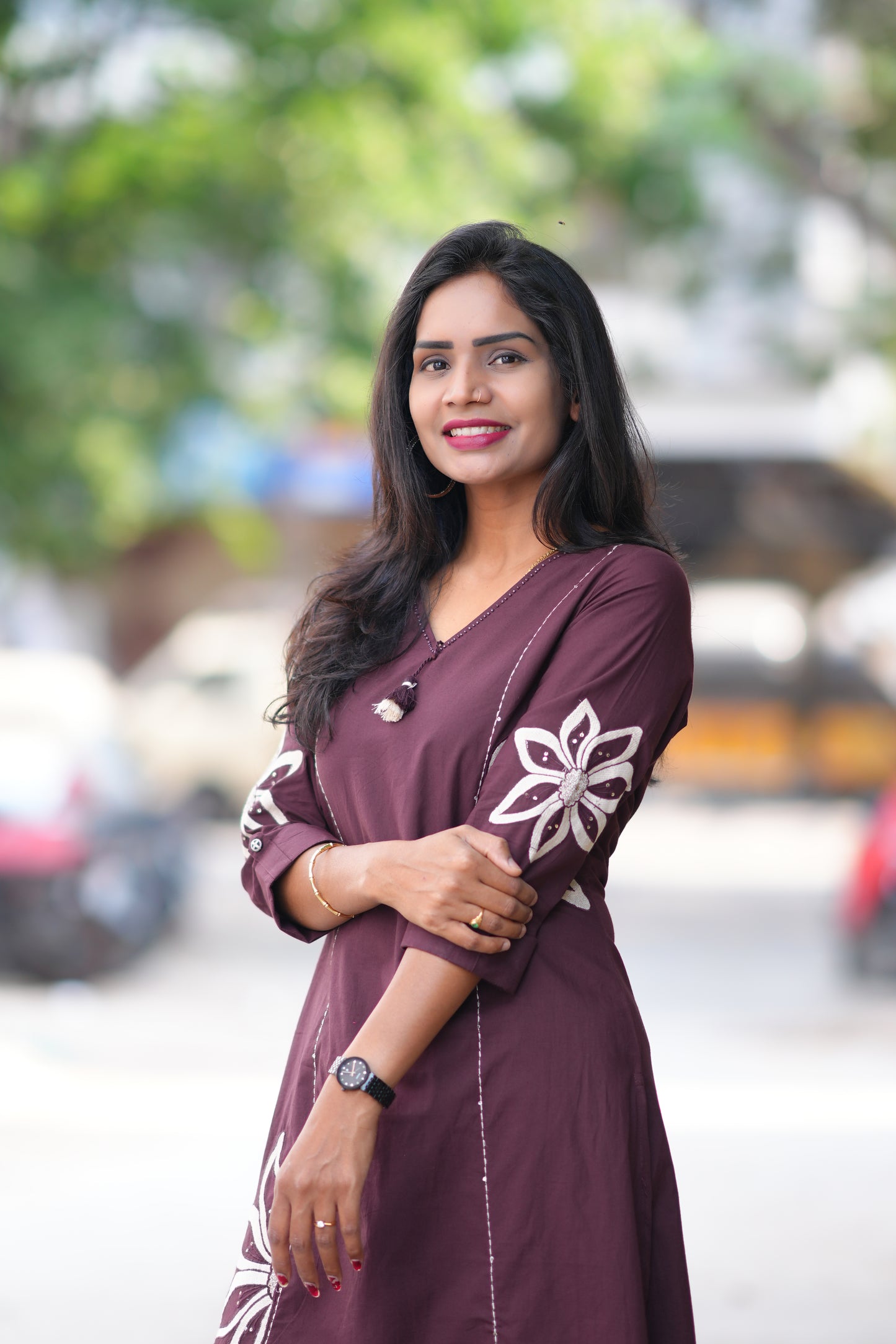 Wine Color Designer Jaipur Cotton Office Wear Cordset