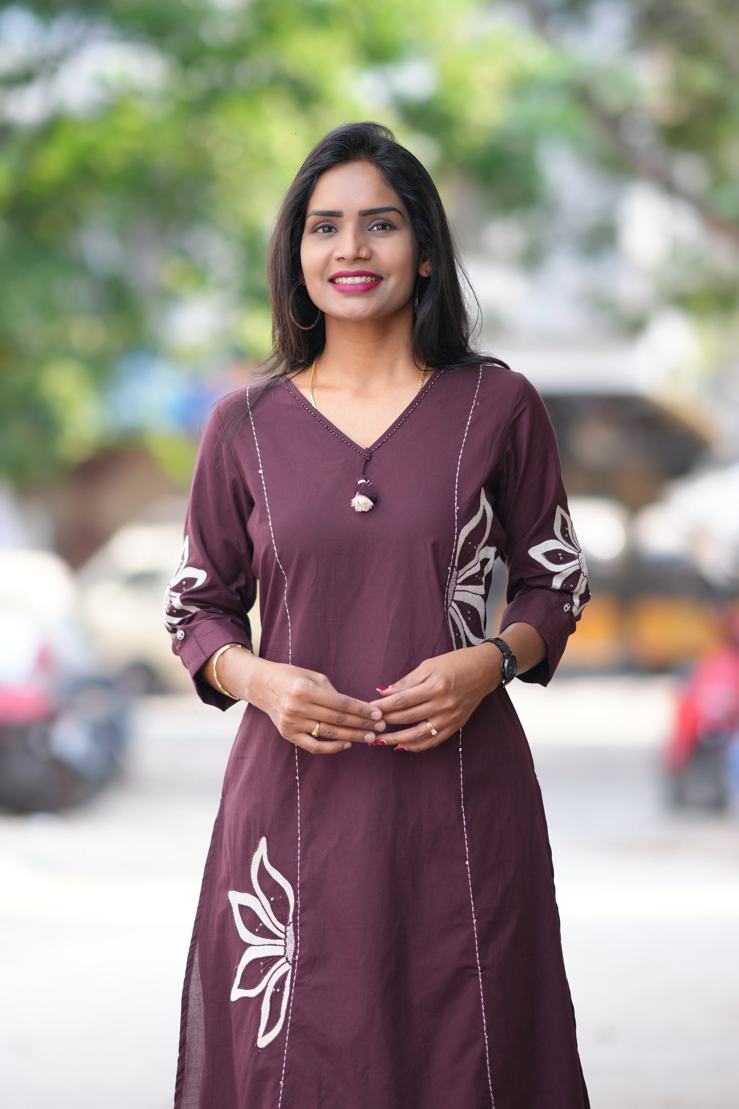 Wine Color Designer Jaipur Cotton Office Wear Cordset