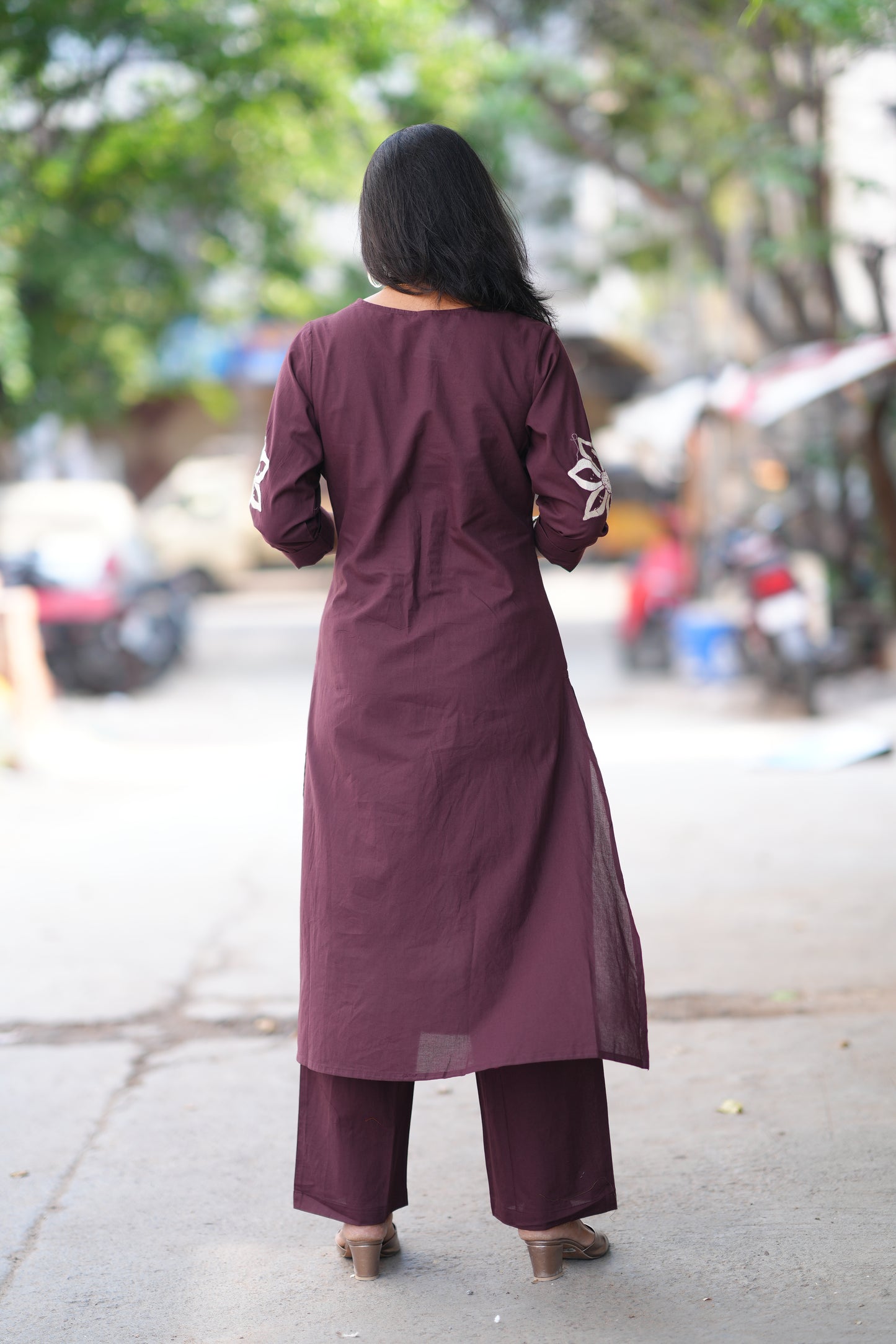 Wine Color Designer Jaipur Cotton Office Wear Cordset