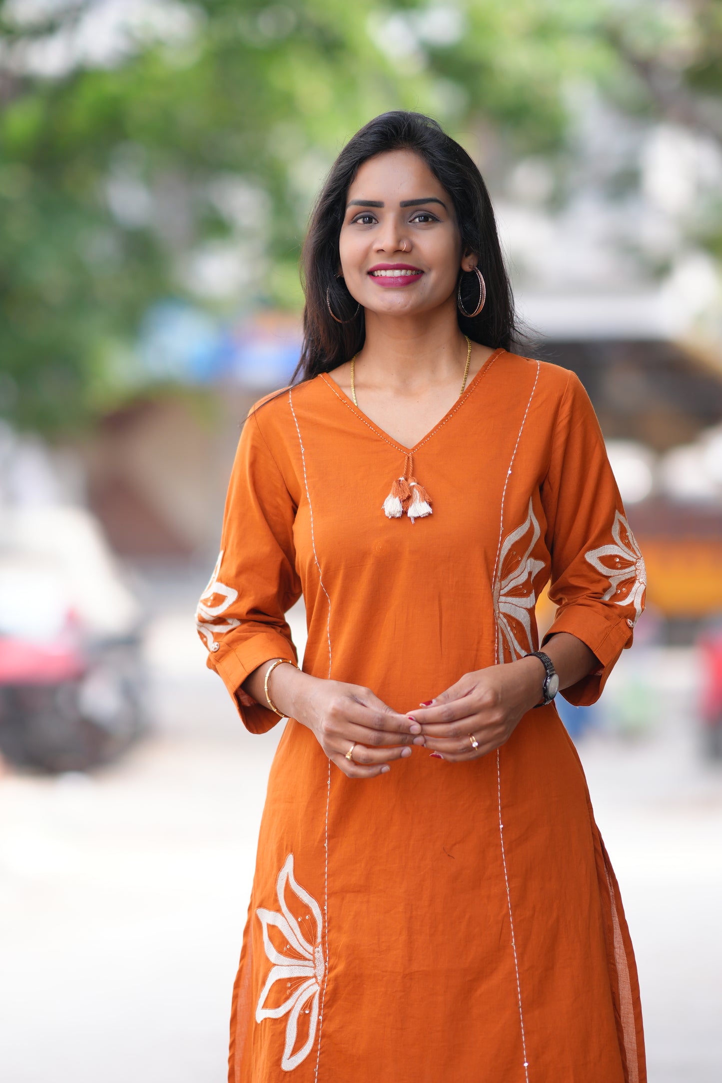 Rust Orange Jaipur Cotton Designer Office Wear Cordset