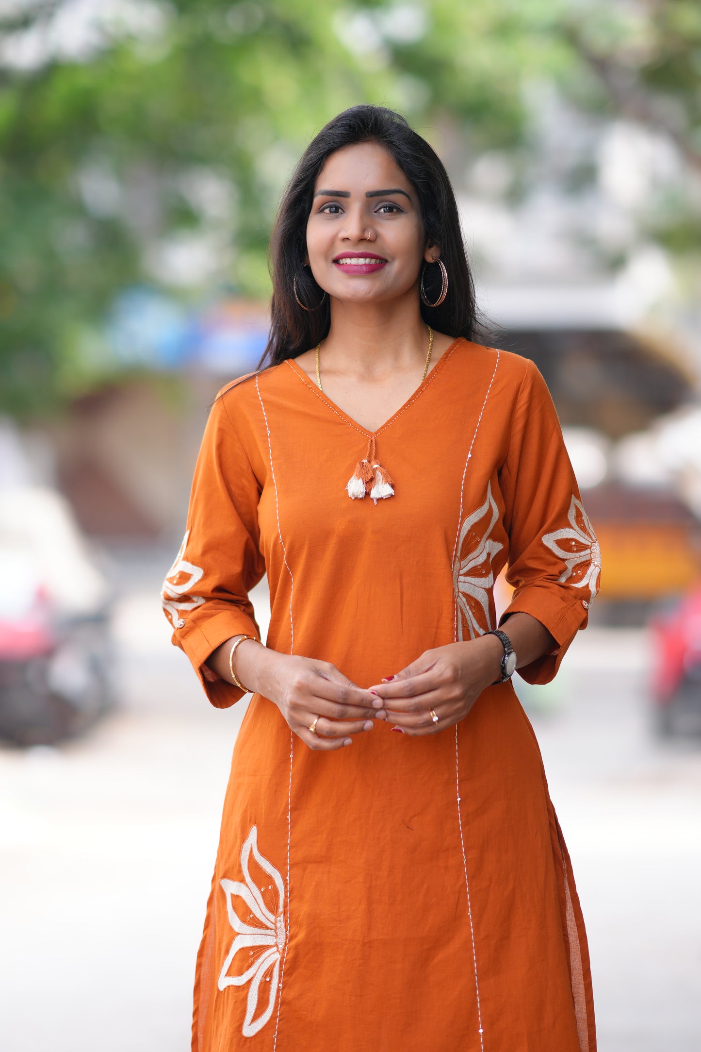 Rust Orange Jaipur Cotton Designer Office Wear Cordset