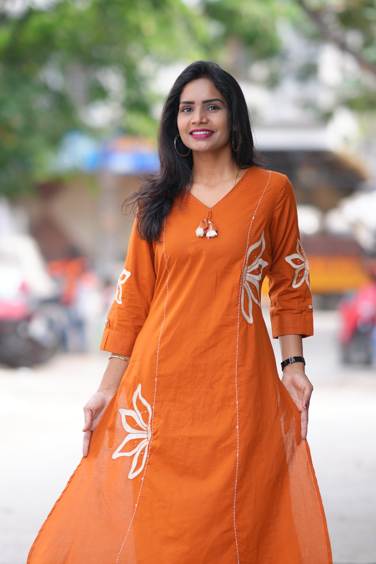 Rust Orange Jaipur Cotton Designer Office Wear Cordset