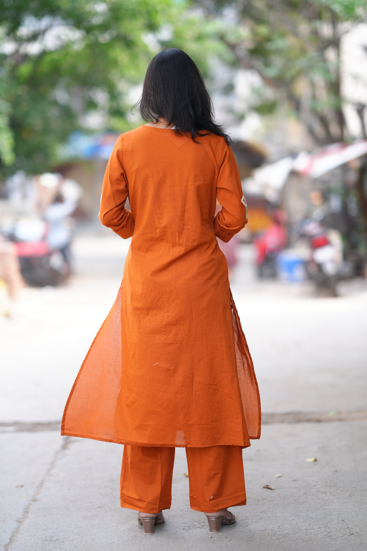Rust Orange Jaipur Cotton Designer Office Wear Cordset