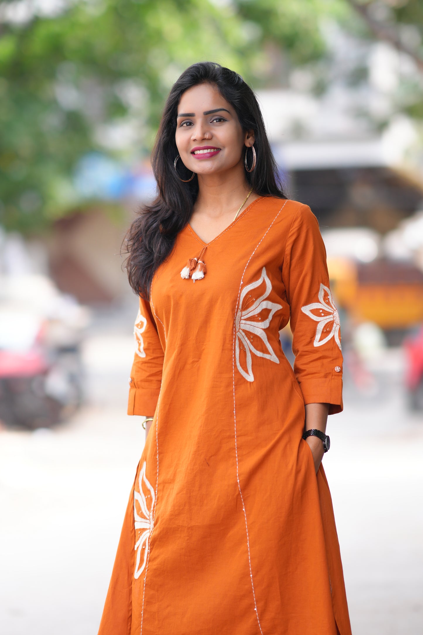 Rust Orange Jaipur Cotton Designer Office Wear Cordset