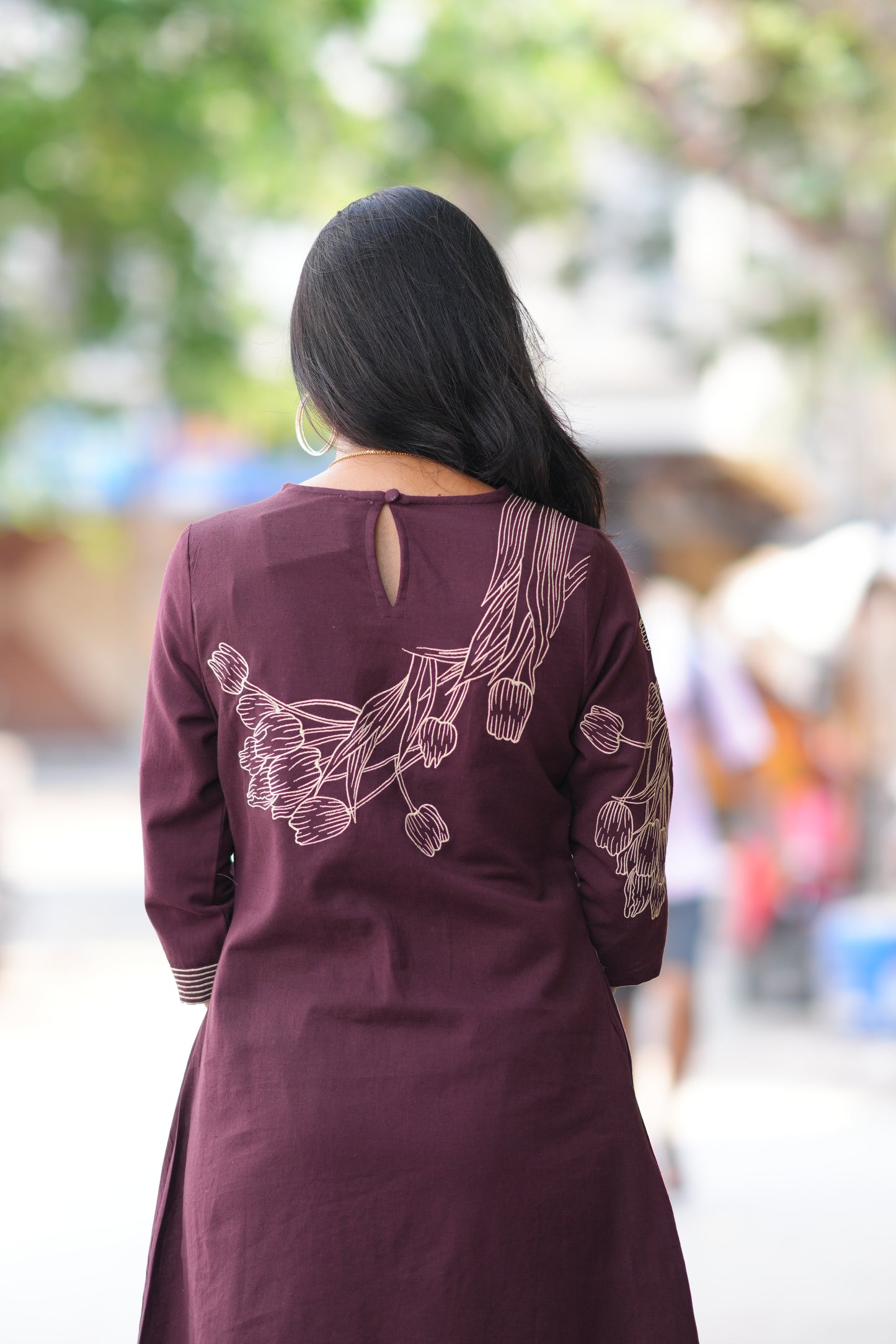 Wine Shade Jaipur Flex Cotton Stylish Cord Set With Embroidery work