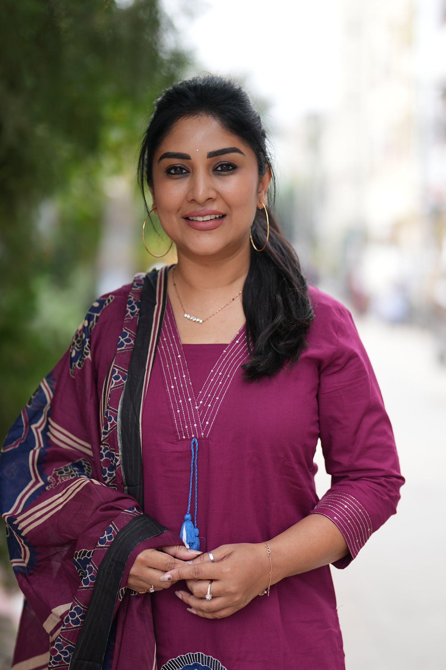 Wine Magenta Color Pure Jaipur Cotton Semi Party Wear 3 Piece Set With Lining