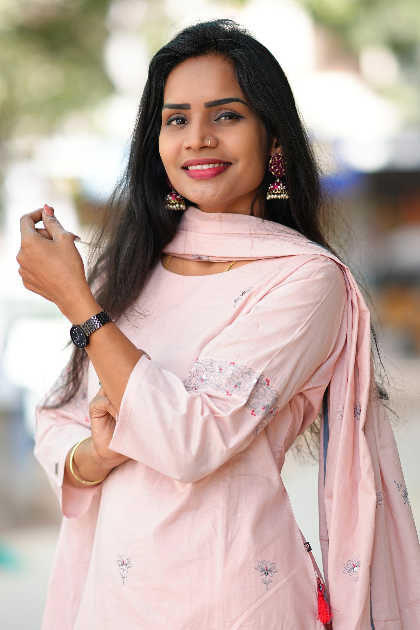 Pink Color Heavy Mul Cotton Designer 3 Piece Kurta Set