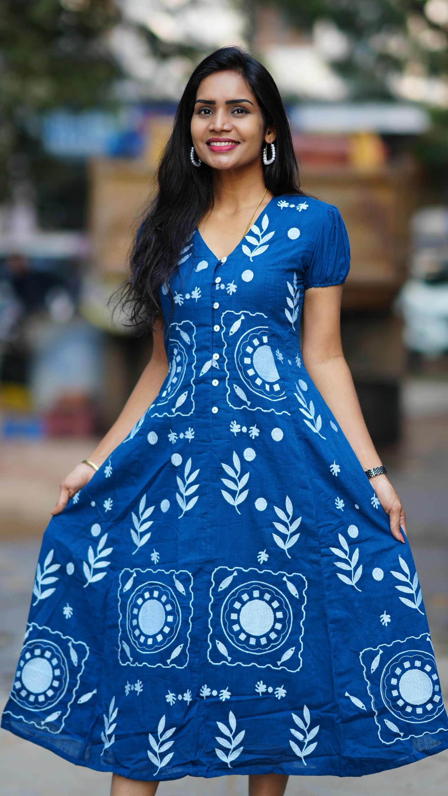 Premium Mul Cotton Frock With Hand Embroidery and Complete Lining
