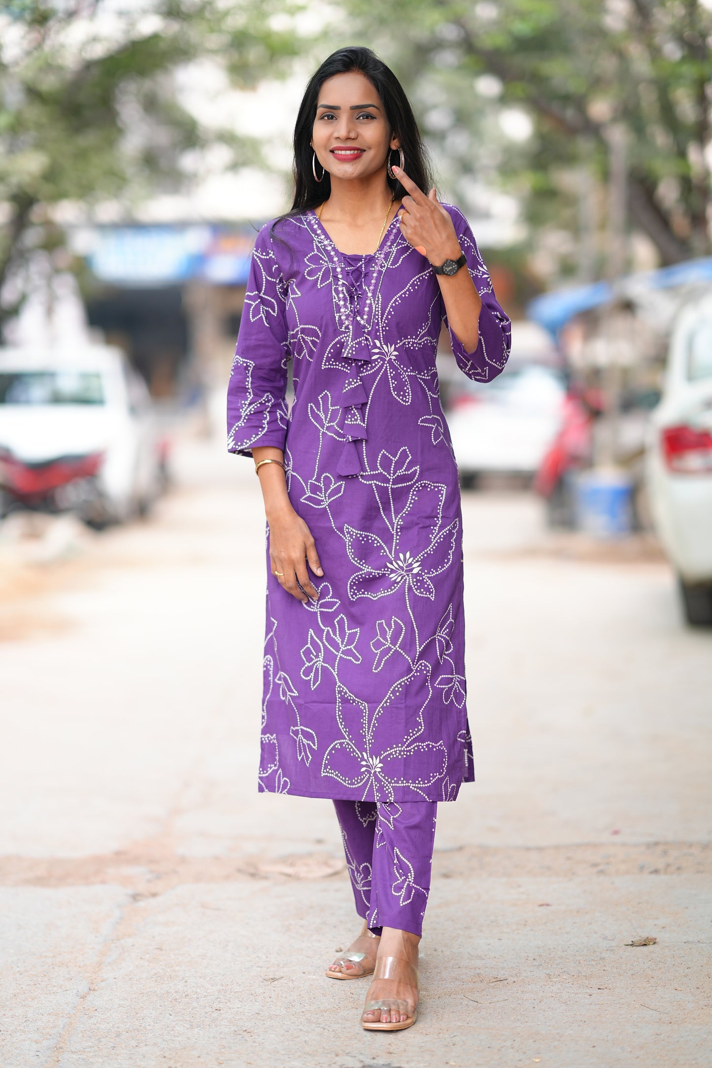 Royal Purple Stylish Office Wear cordset in Soft Rayon with Lining
