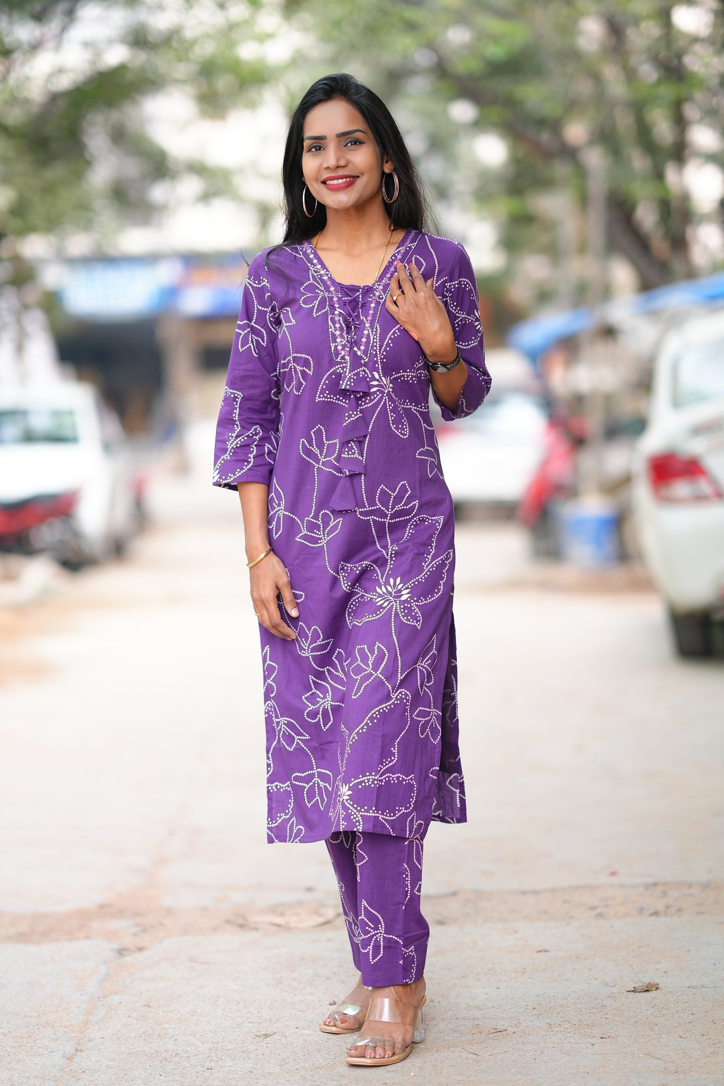 Royal Purple Stylish Office Wear cordset in Soft Rayon with Lining