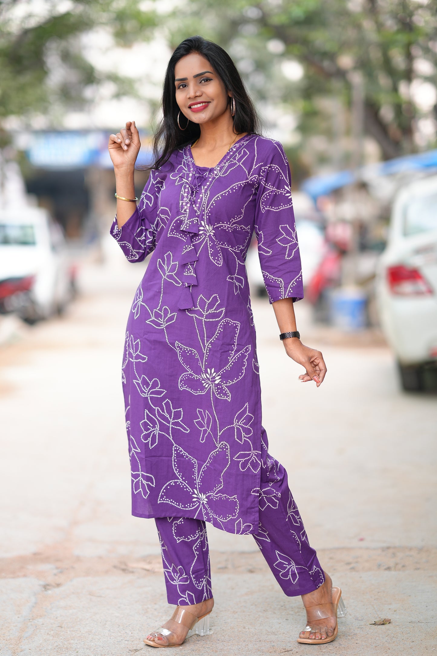 Royal Purple Stylish Office Wear cordset in Soft Rayon with Lining