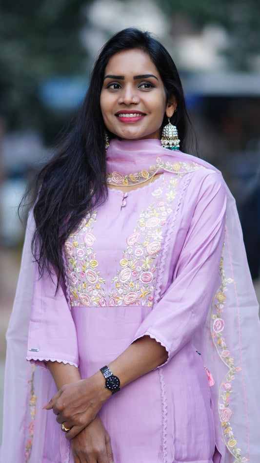 Lavender Color Designer Wear Festive Collection in Viscose Fabric