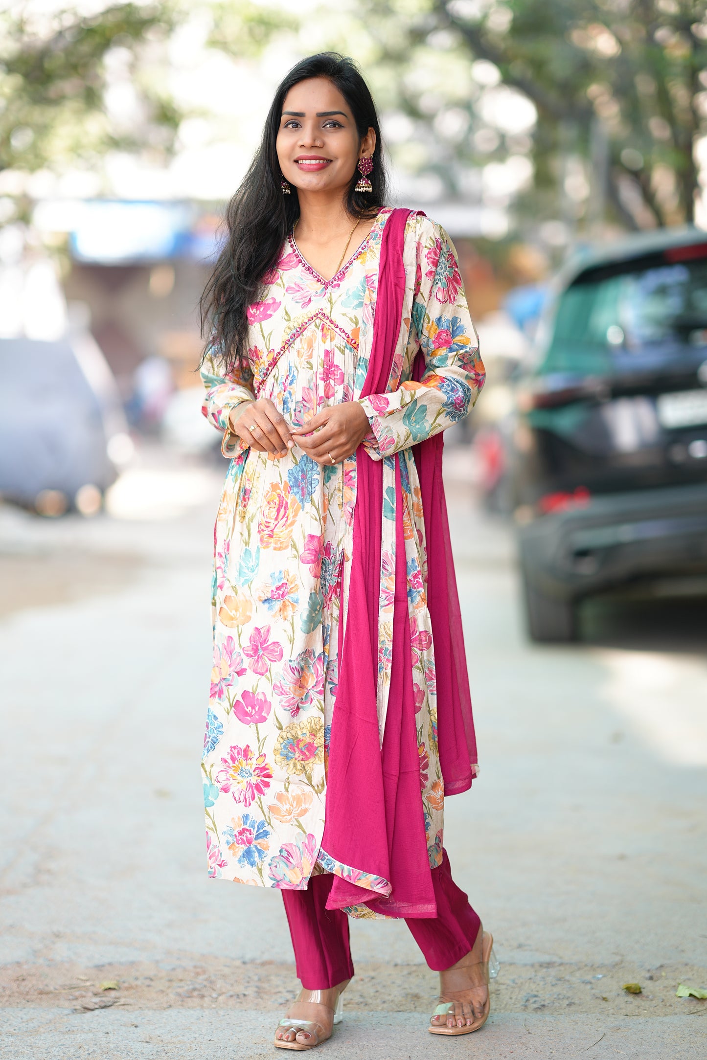 Viscose Royal Modal Fabric Festive Wear 3 Piece Set With Chinon dupatta