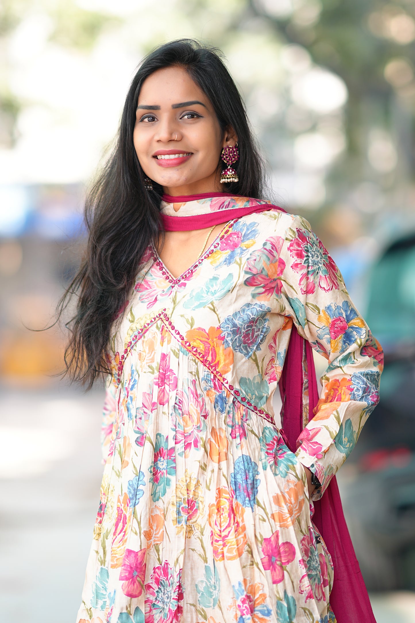 Viscose Royal Modal Fabric Festive Wear 3 Piece Set With Chinon dupatta