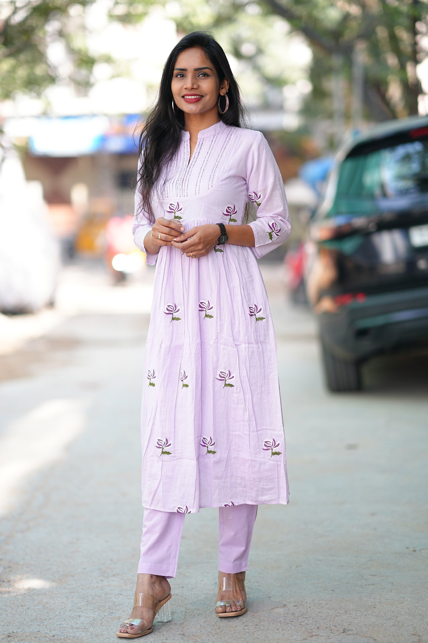 Pure Mul cotton Cord Set With Embroidery Work