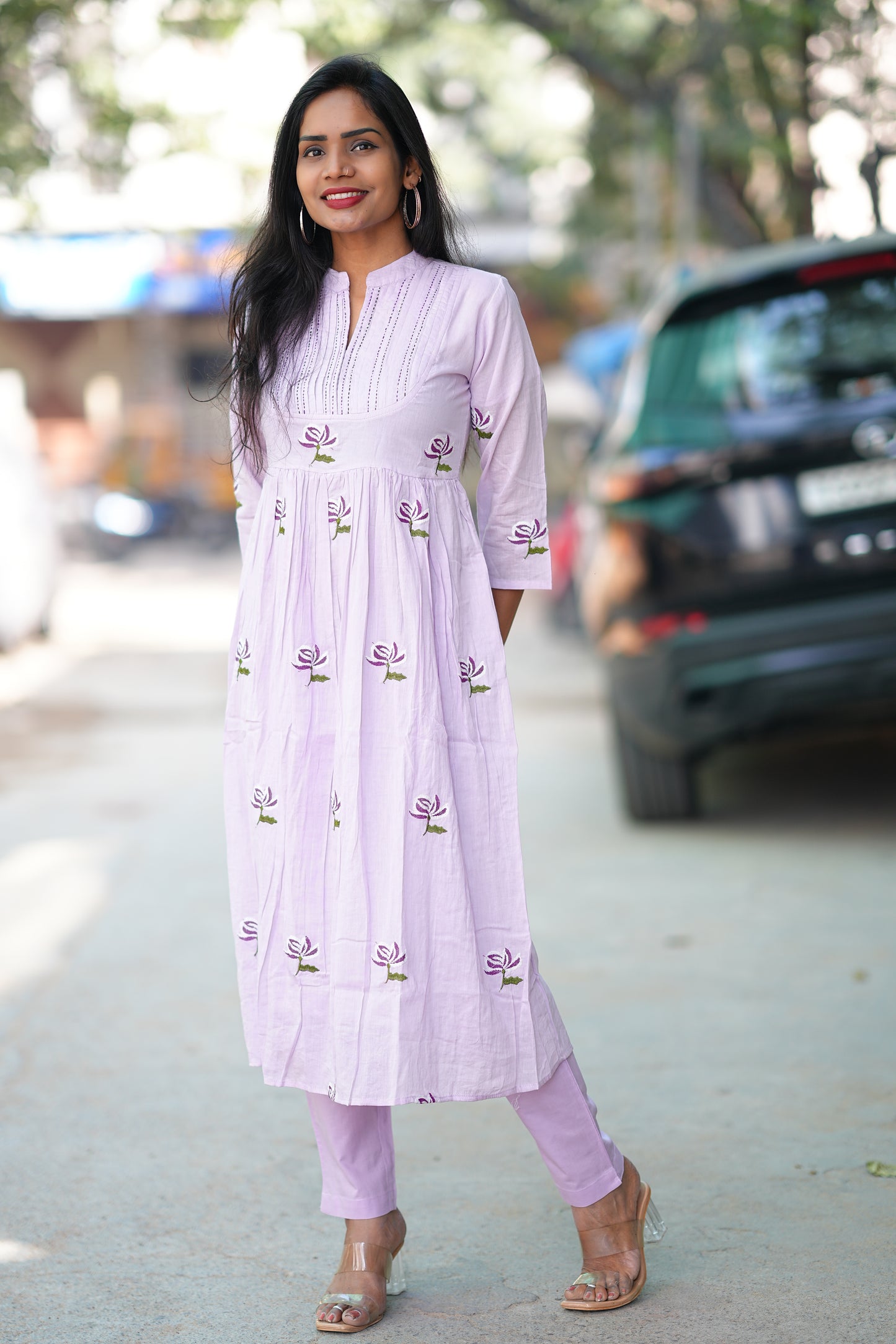 Pure Mul cotton Cord Set With Embroidery Work