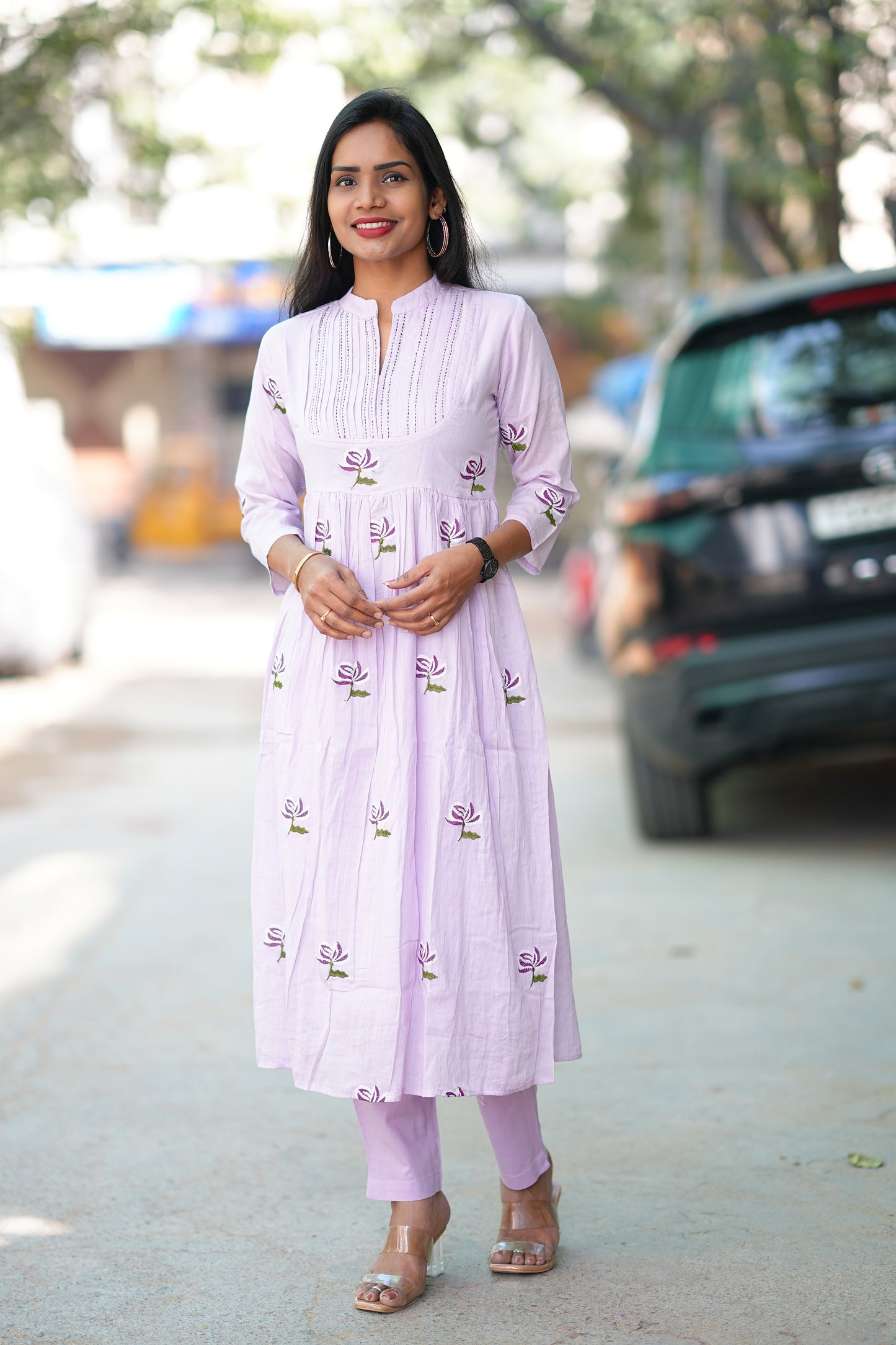 Pure Mul cotton Cord Set With Embroidery Work