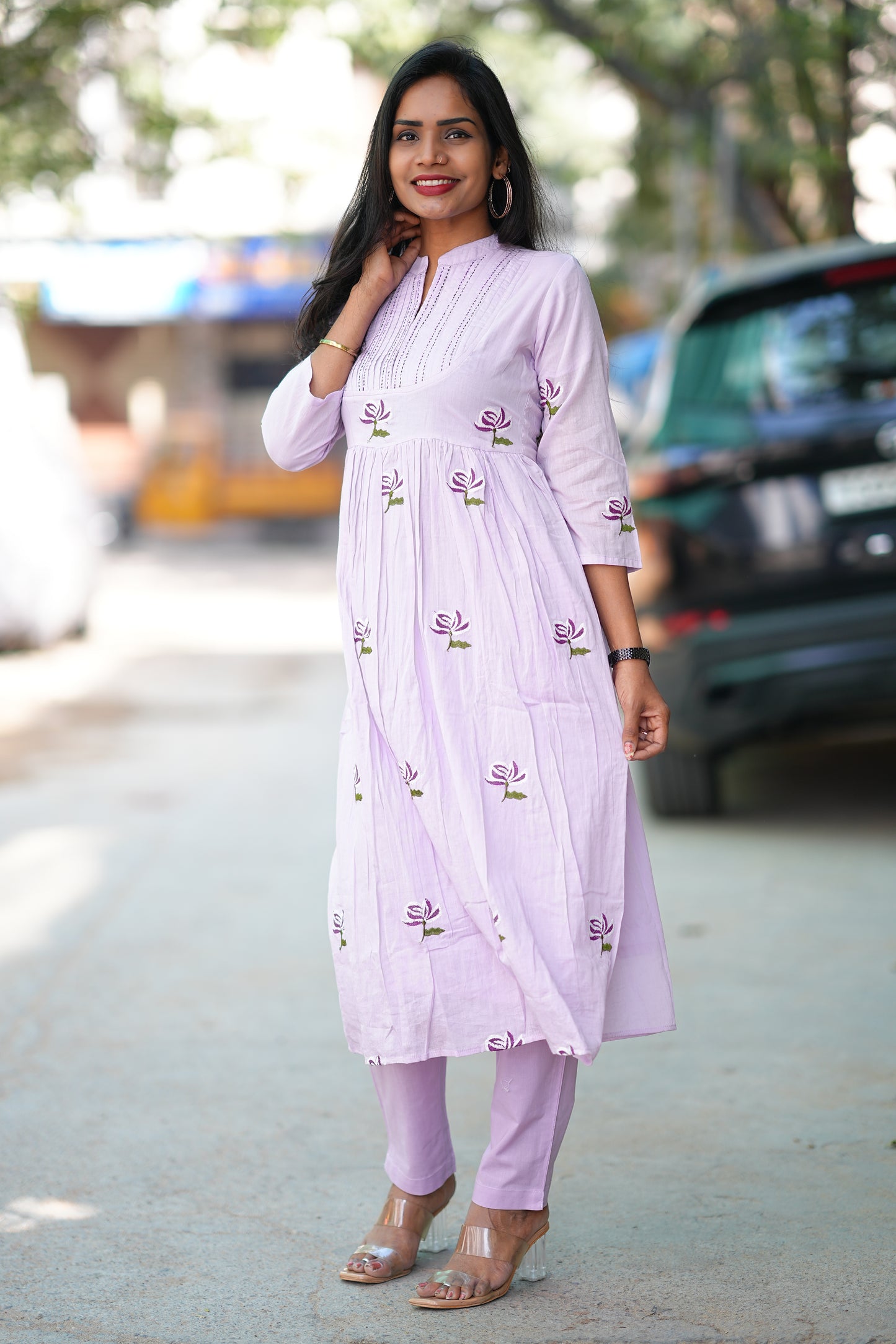 Pure Mul cotton Cord Set With Embroidery Work