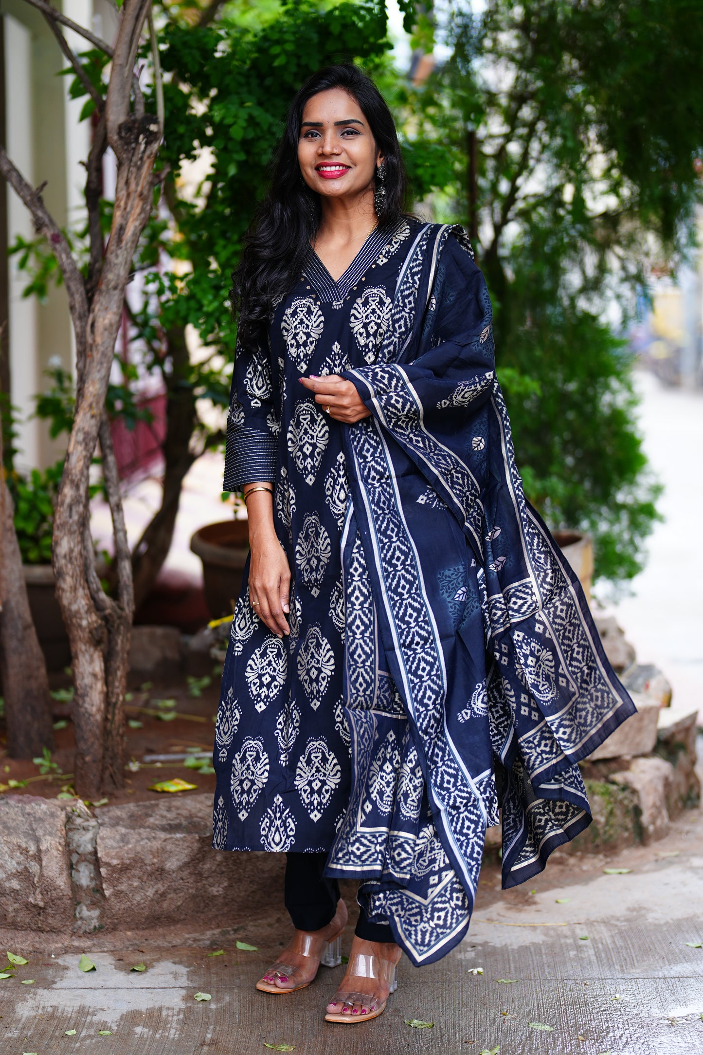 Black Color Party Wear Modal Silk 3 Piece Set With Complete Lining