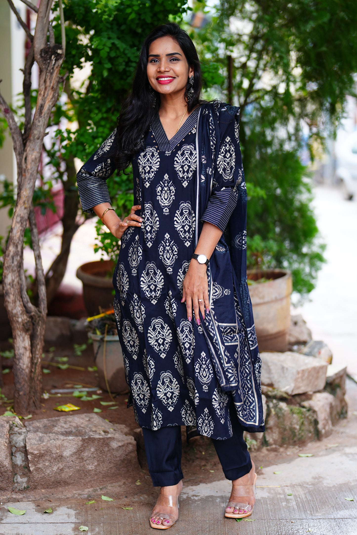 Black Color Party Wear Modal Silk 3 Piece Set With Complete Lining