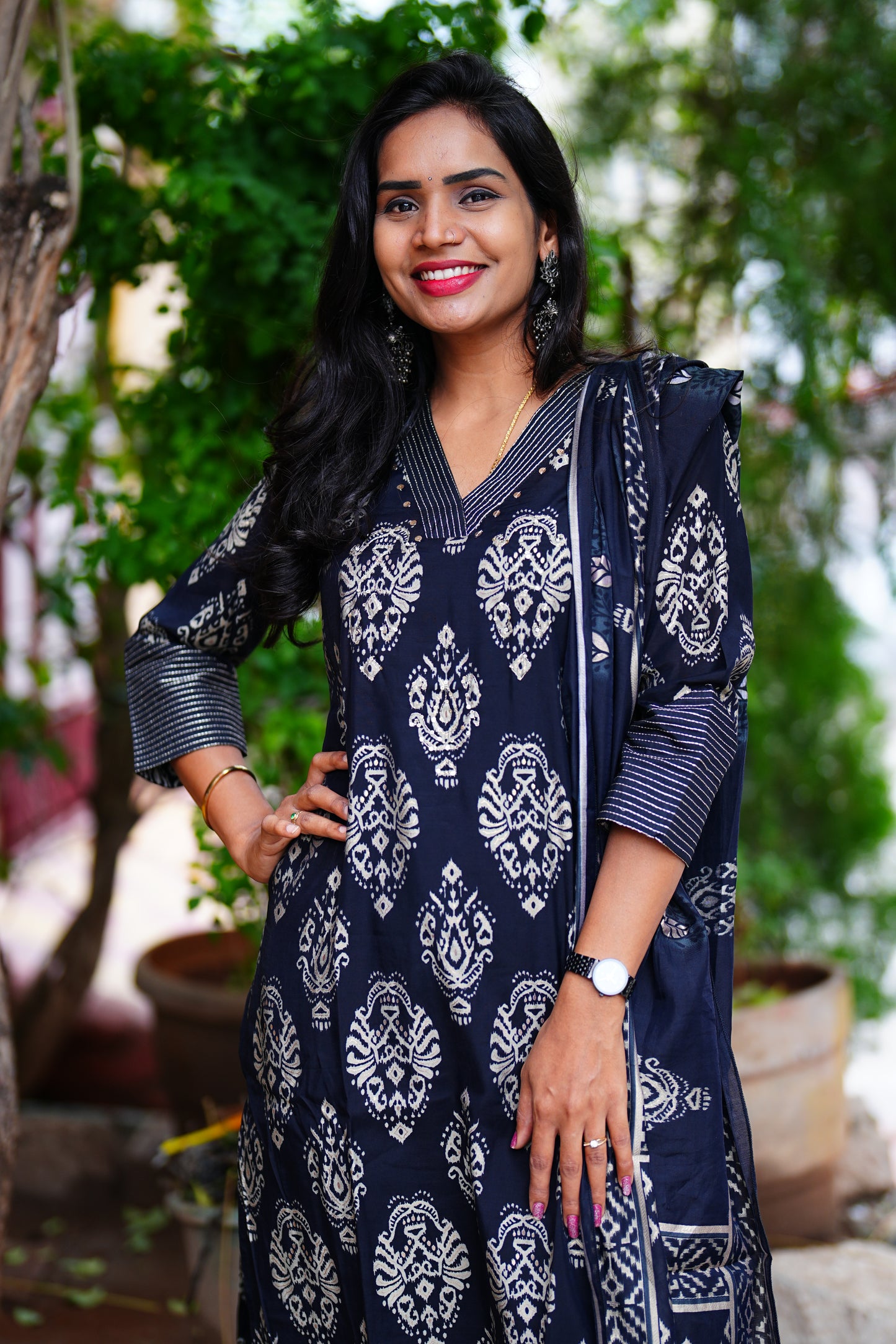 Black Color Party Wear Modal Silk 3 Piece Set With Complete Lining