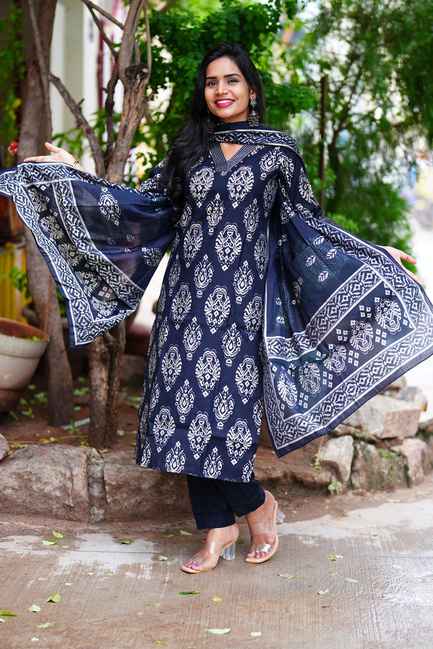 Black Color Party Wear Modal Silk 3 Piece Set With Complete Lining