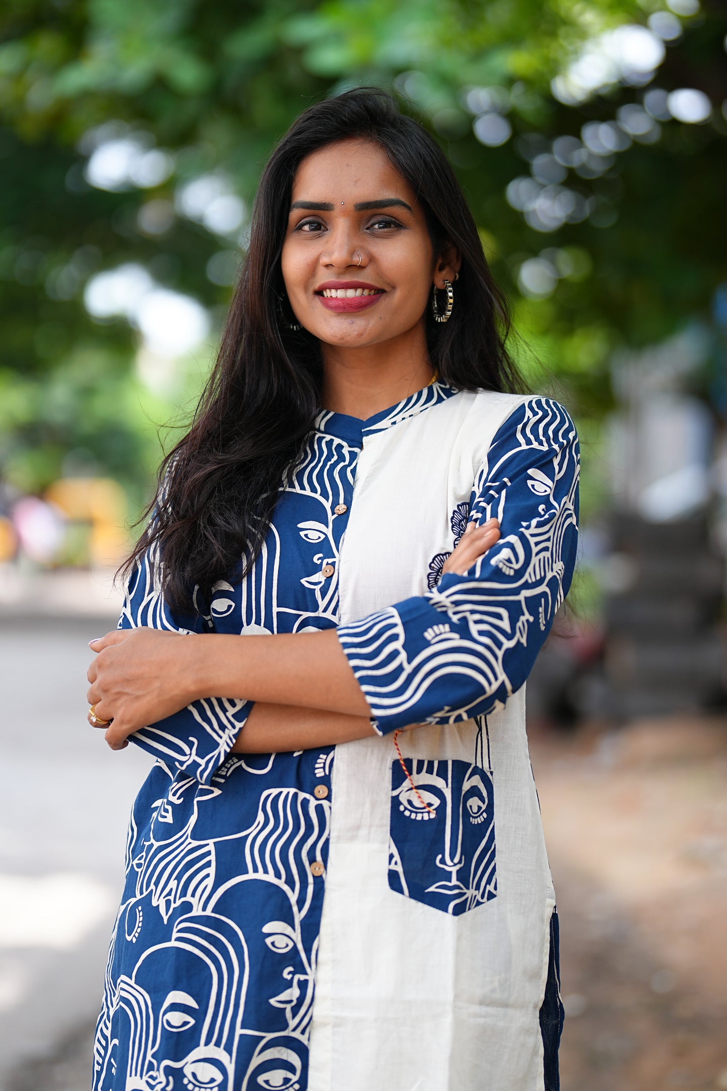 Dark Blue Color Cotton Designer Wear Cord Set