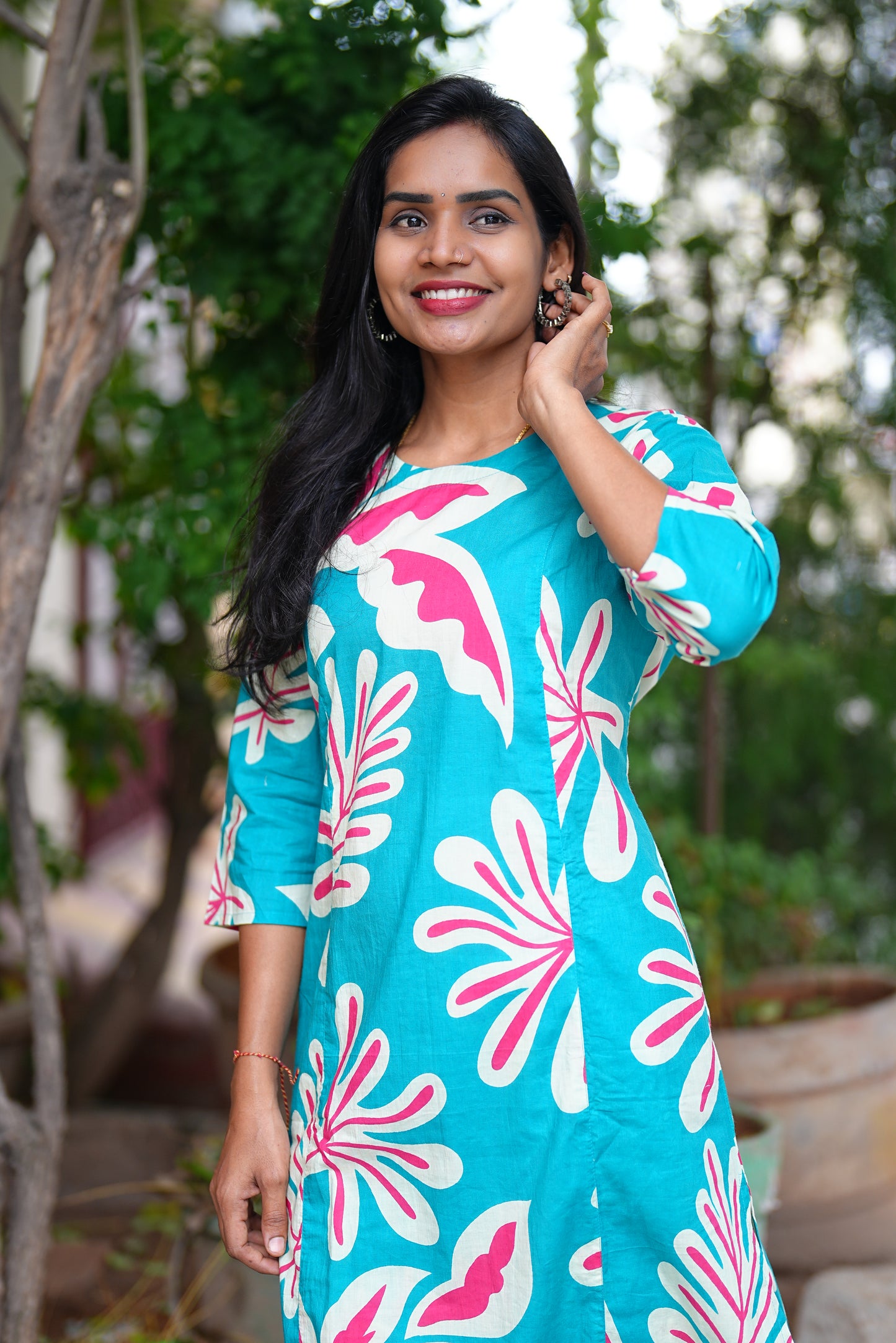 Teal Green Color Jaipur Cotton Flower Design Cord Set