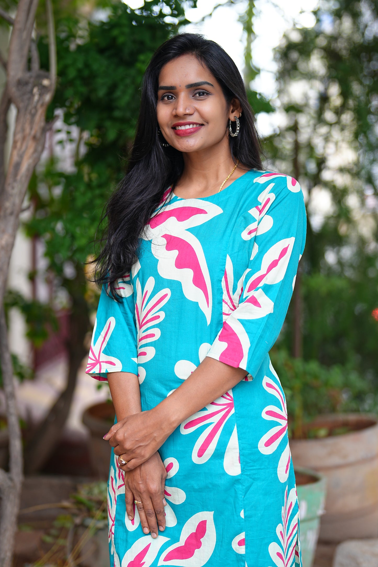 Teal Green Color Jaipur Cotton Flower Design Cord Set