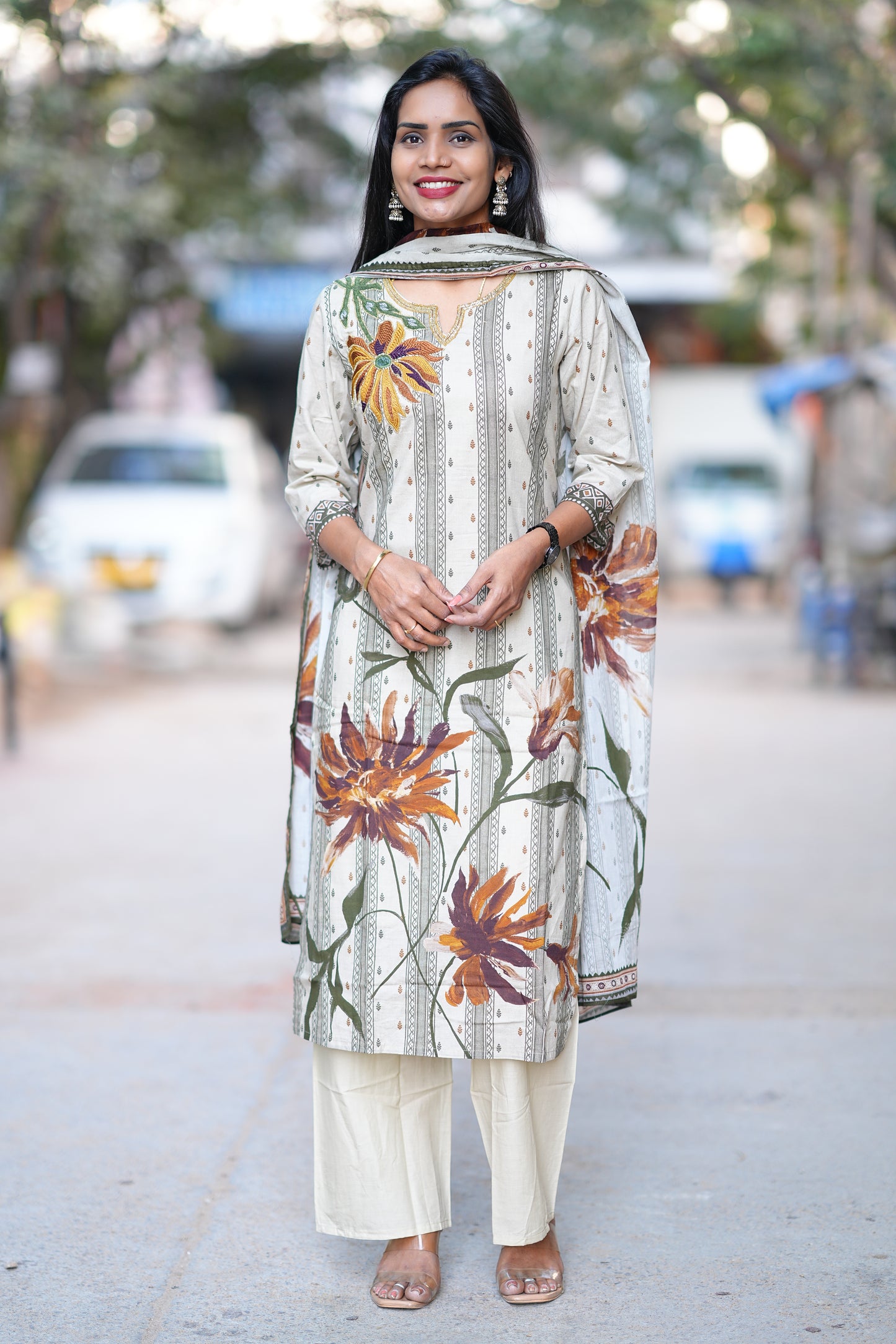 Designer Mul Cotton 3 Piece set With Lining