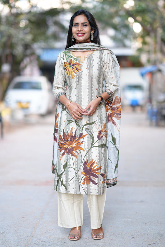 Designer Mul Cotton 3 Piece set With Lining