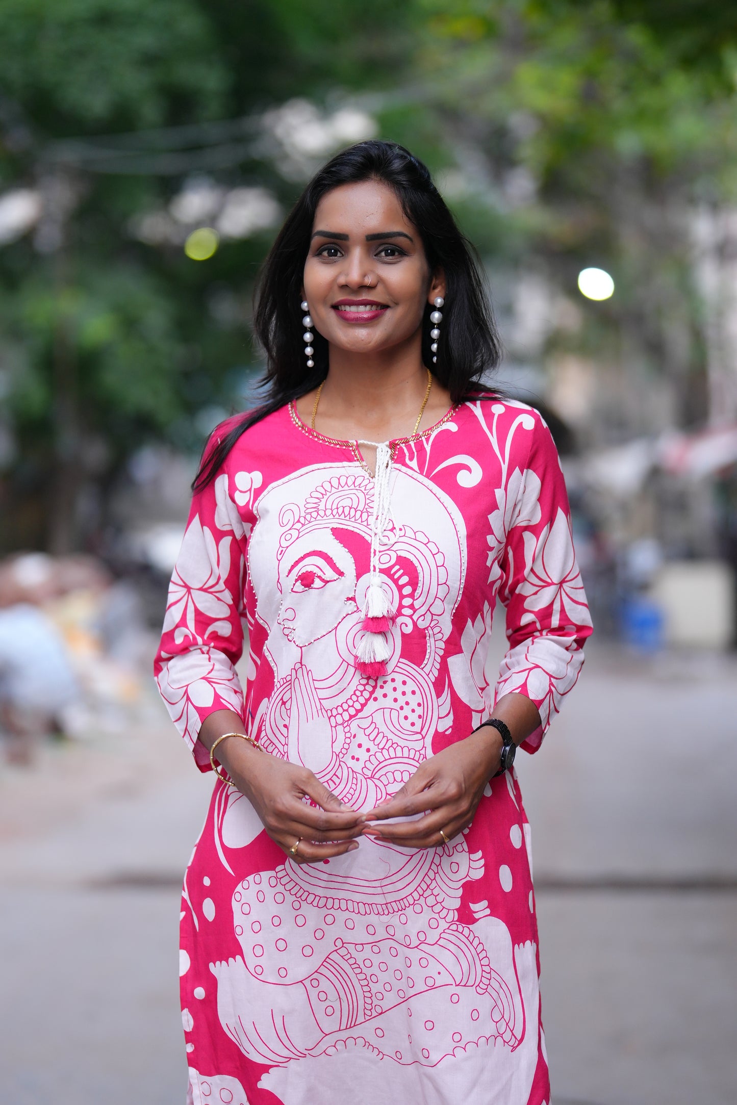 Red Color Digital Mul Cotton Cordset With Complete Lining