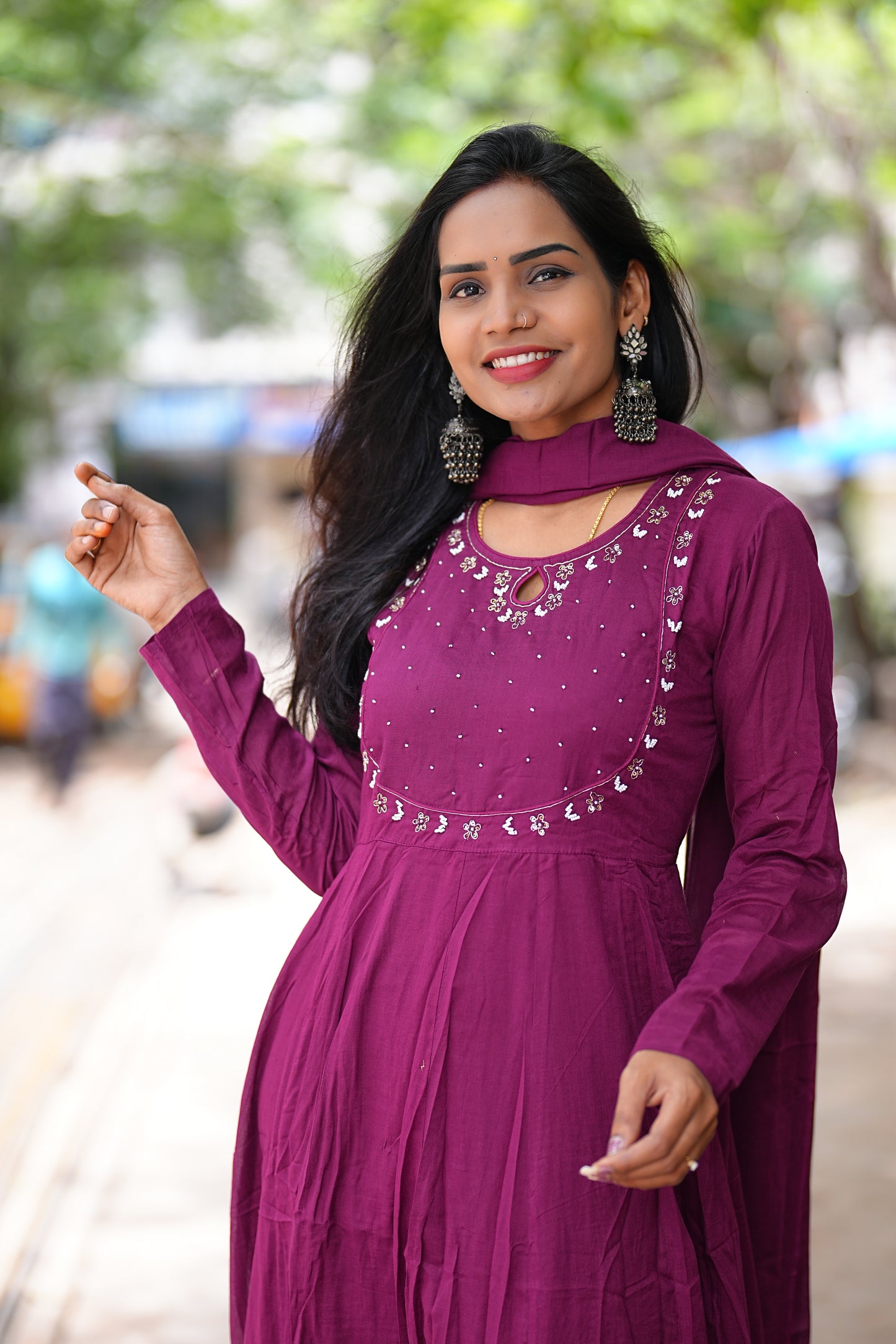 Burgundy Color Heavy Mul Cotton 3 Piece Set With Full Lining
