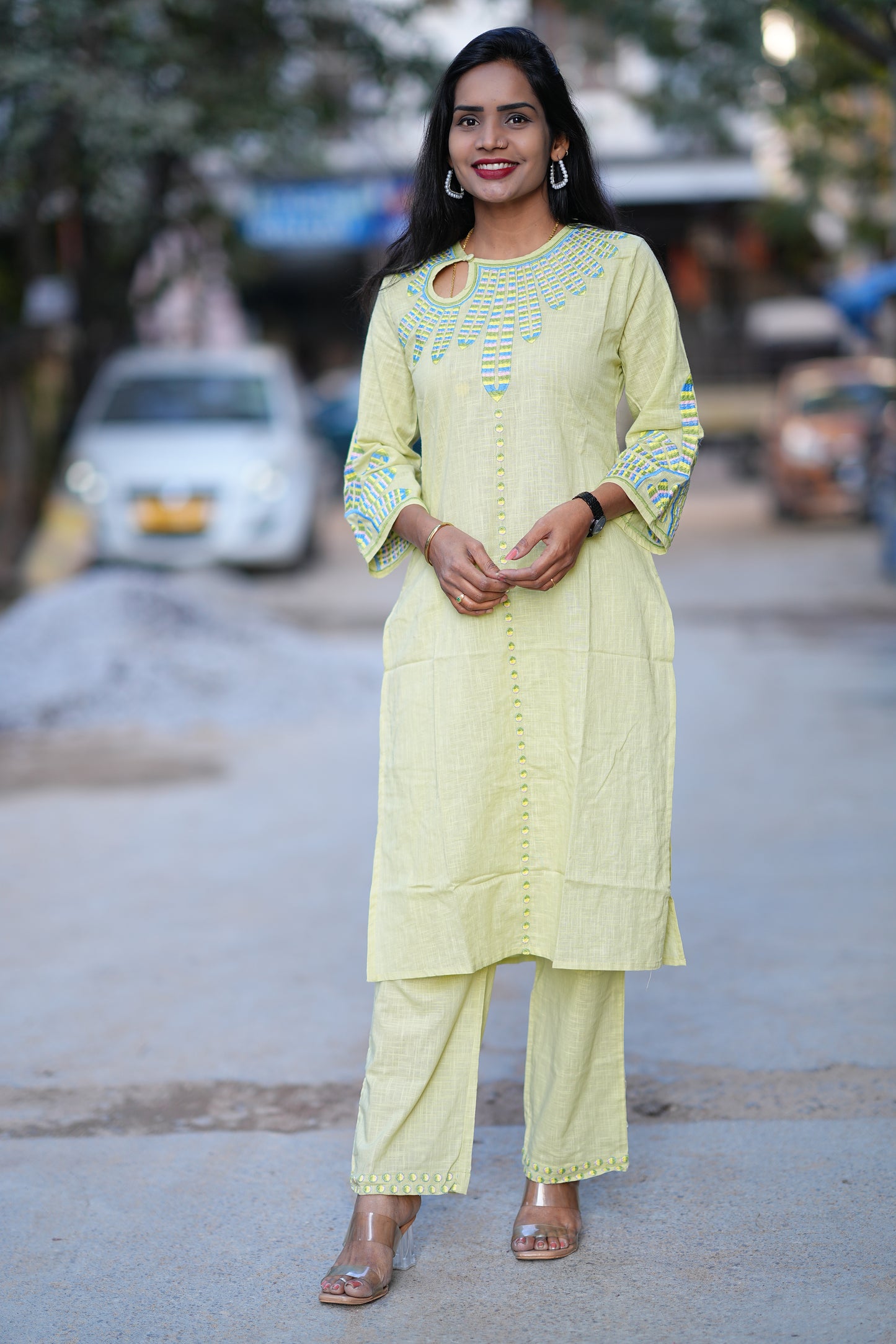 Designer Office Wear Coord Set With Embroidery Work