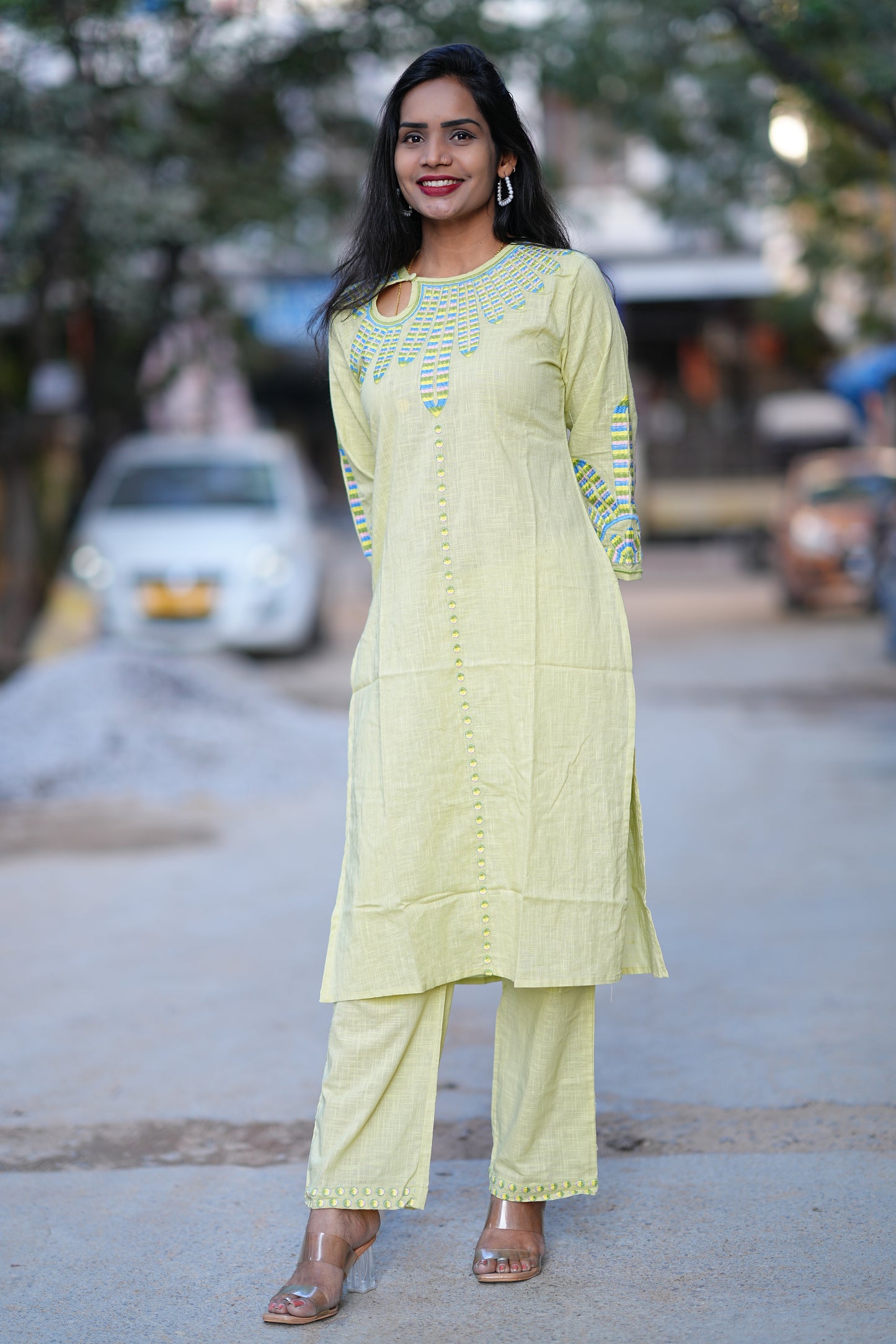 Designer Office Wear Coord Set With Embroidery Work