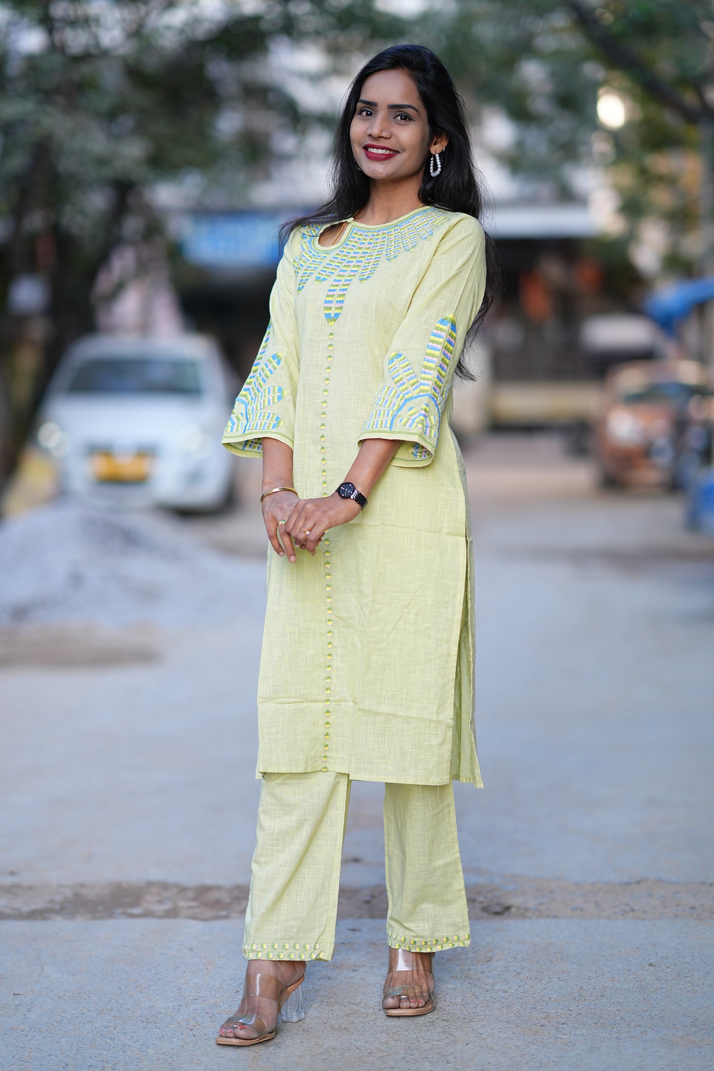 Designer Office Wear Coord Set With Embroidery Work