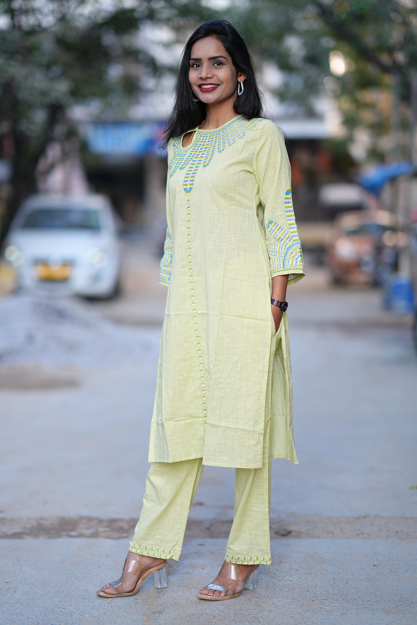 Designer Office Wear Coord Set With Embroidery Work