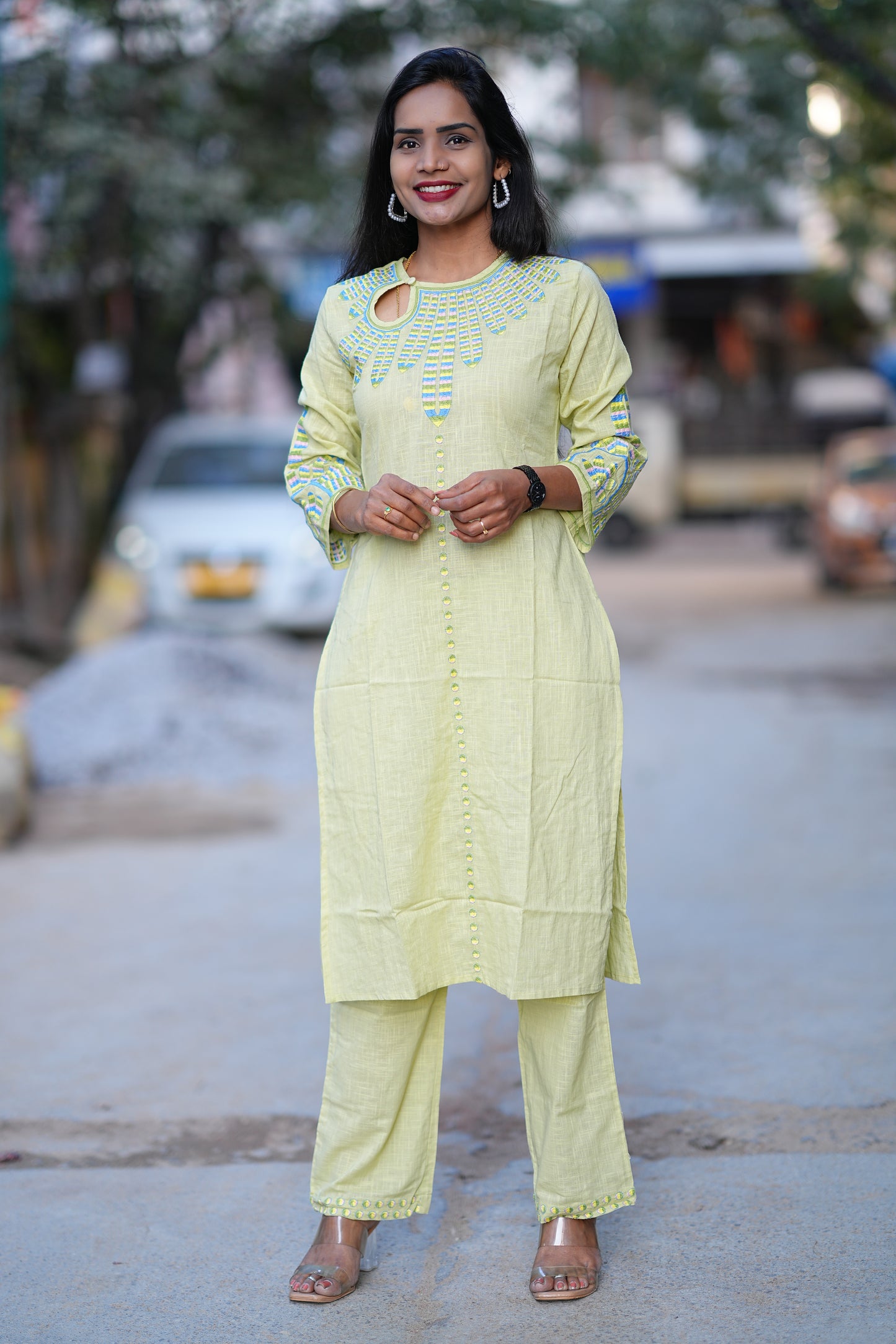 Designer Office Wear Coord Set With Embroidery Work