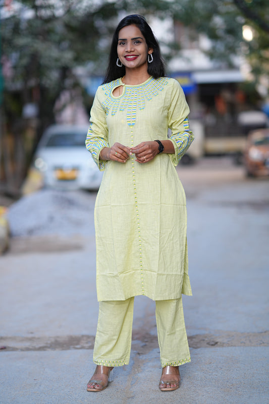 Designer Office Wear Coord Set With Embroidery Work