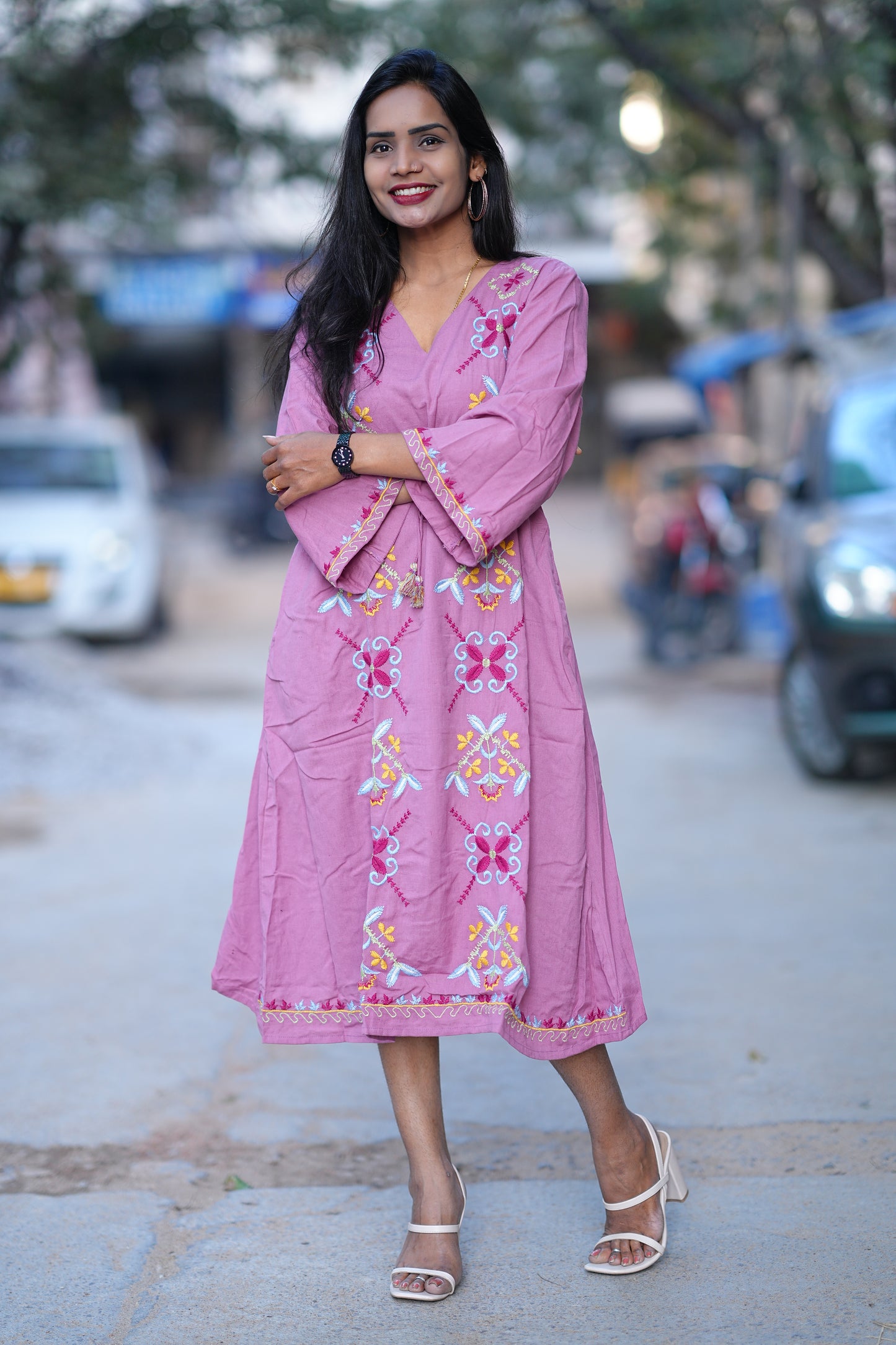 Purple Color Party Wear Maxi With Embroidery work