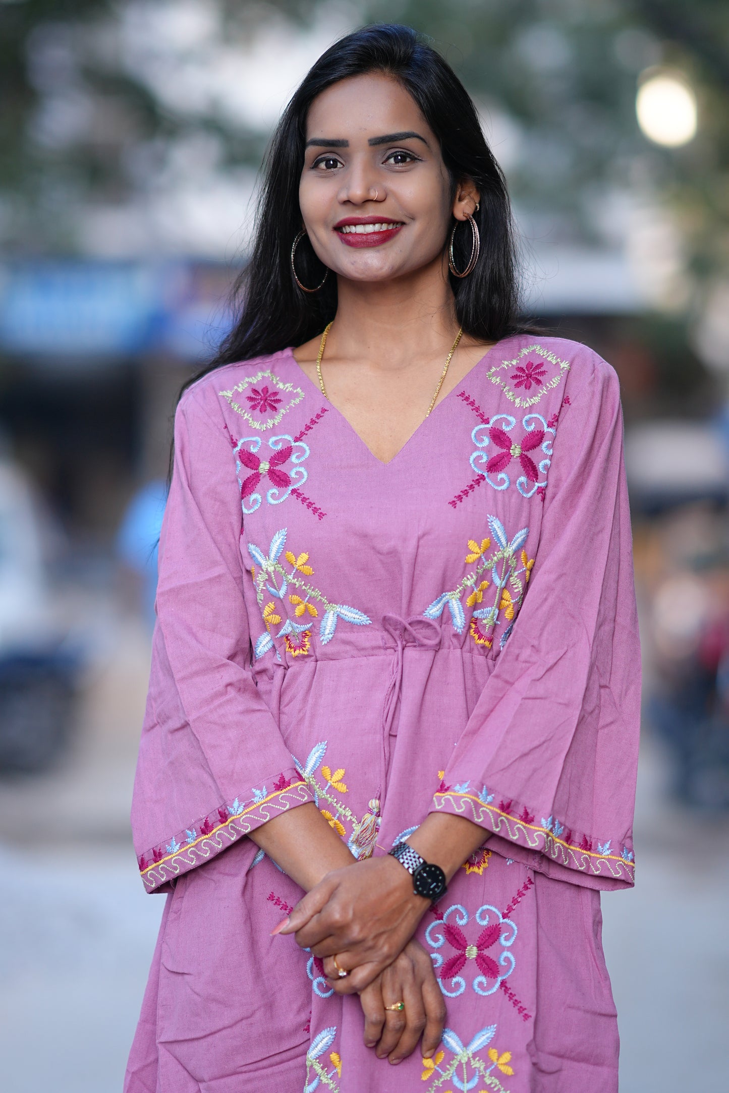 Purple Color Party Wear Maxi With Embroidery work