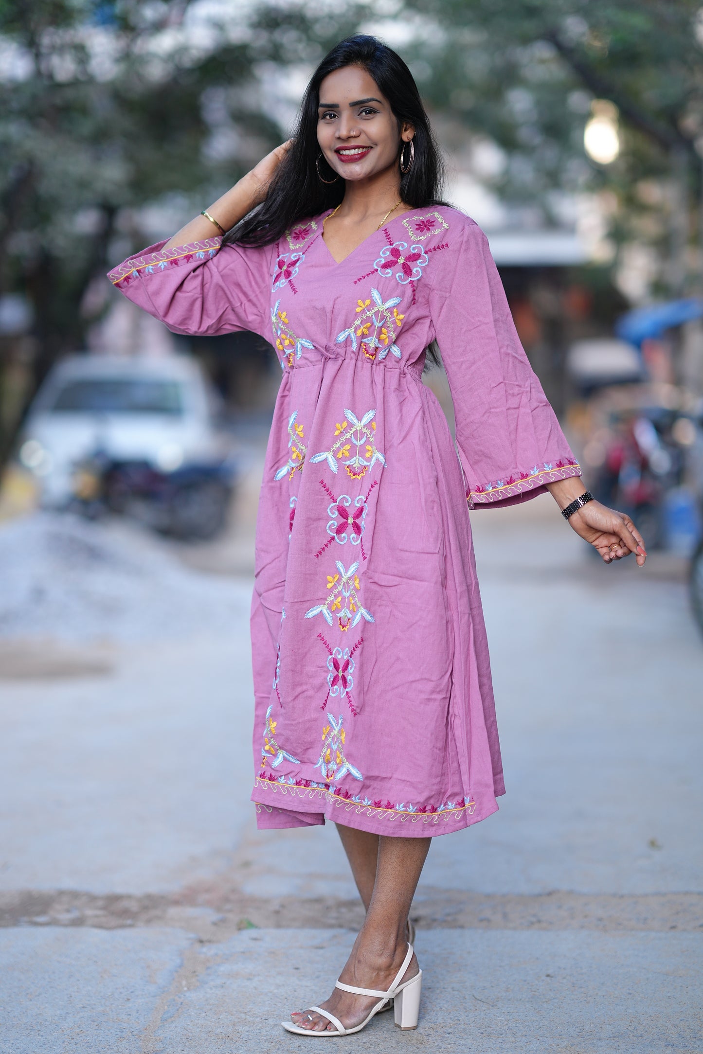 Purple Color Party Wear Maxi With Embroidery work