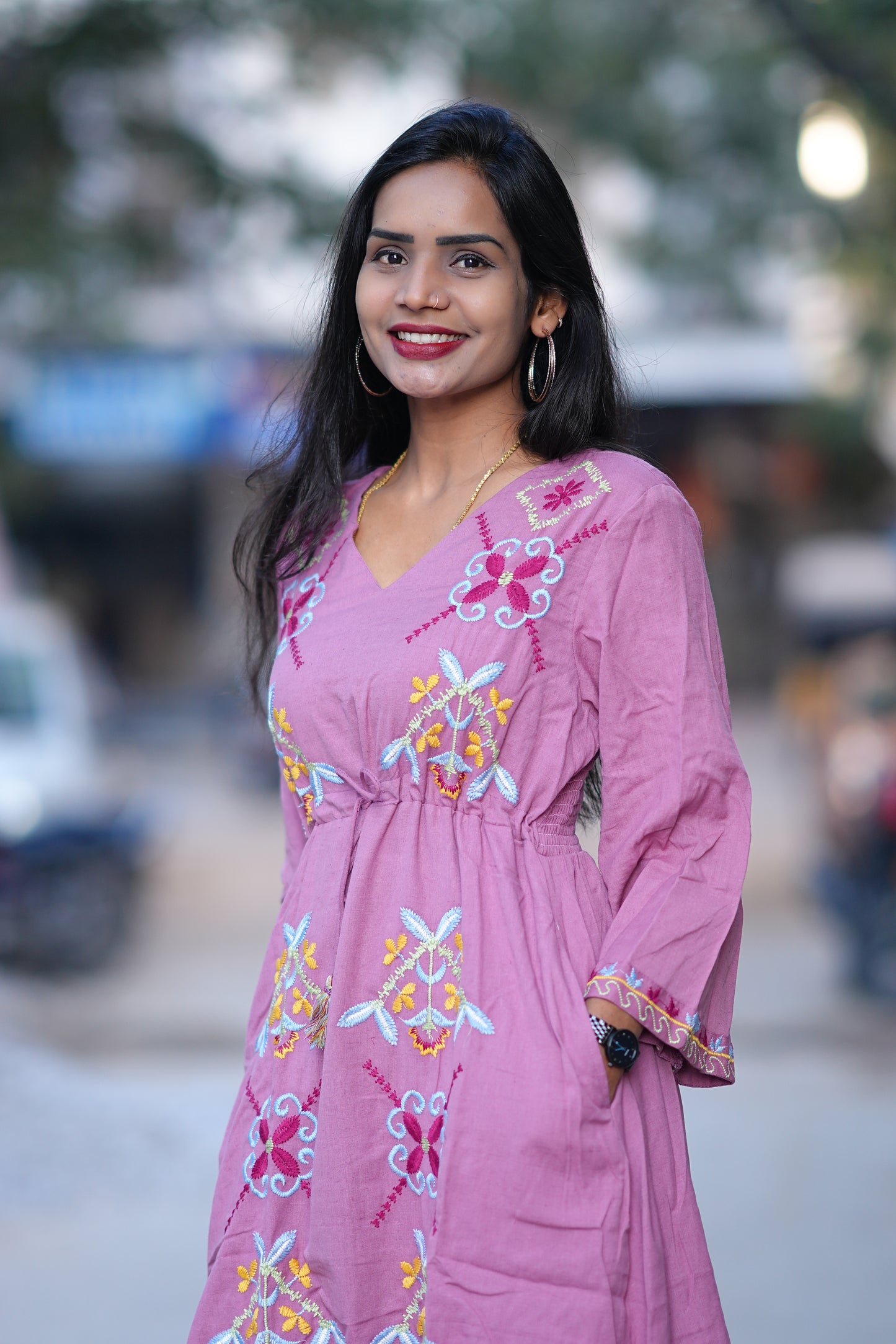 Purple Color Party Wear Maxi With Embroidery work