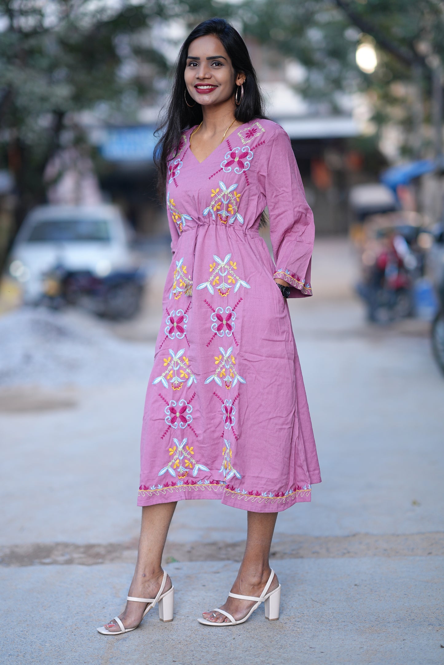 Purple Color Party Wear Maxi With Embroidery work