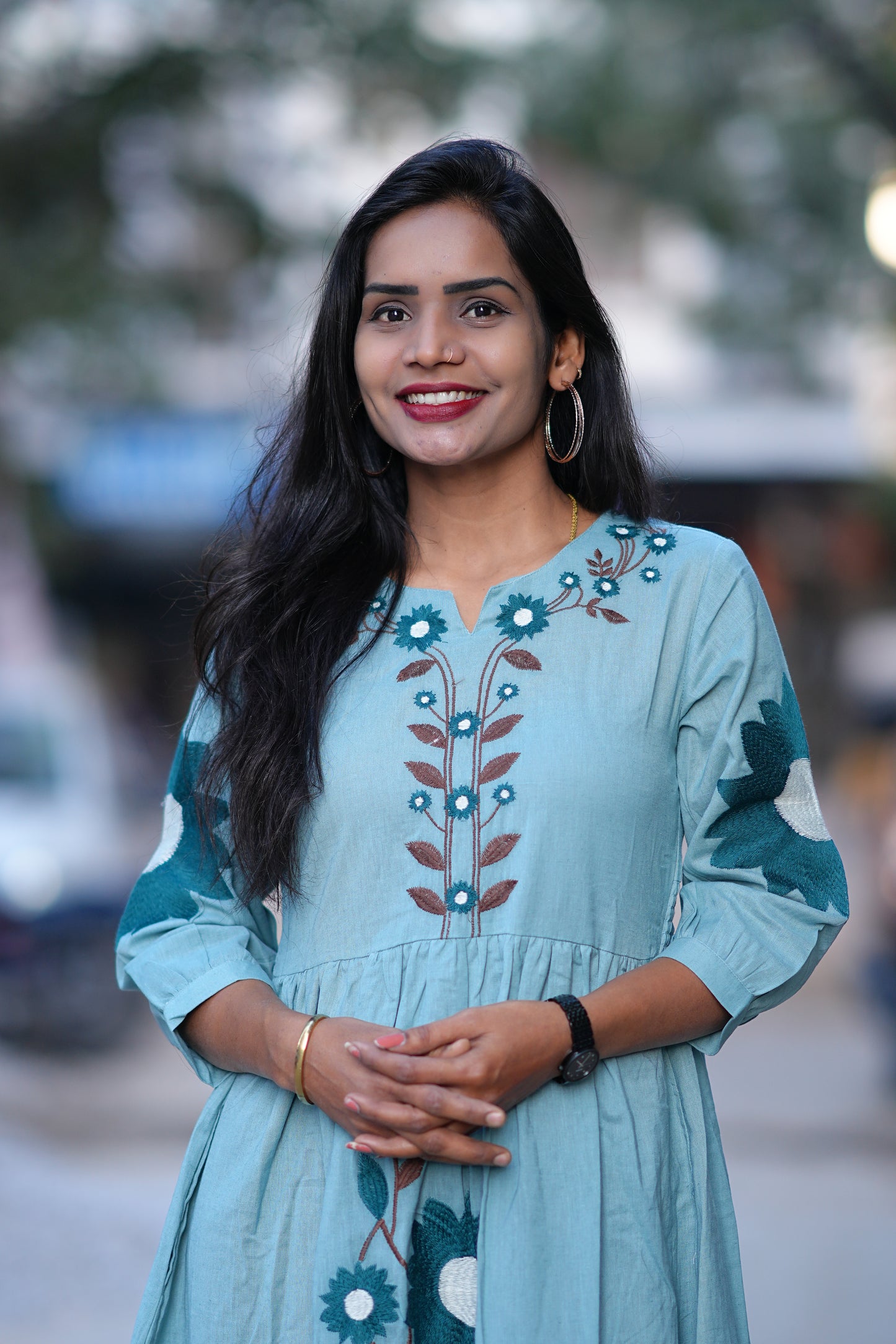 Aqua Green Color Premium Party Wear Maxi with Embroidery work