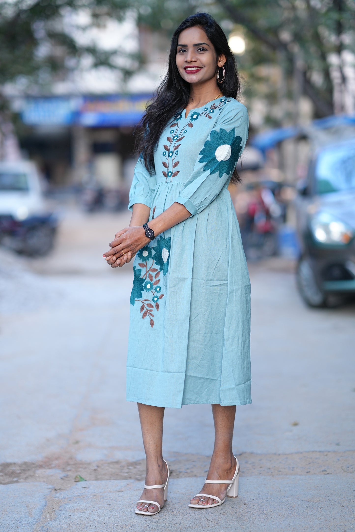 Aqua Green Color Premium Party Wear Maxi with Embroidery work