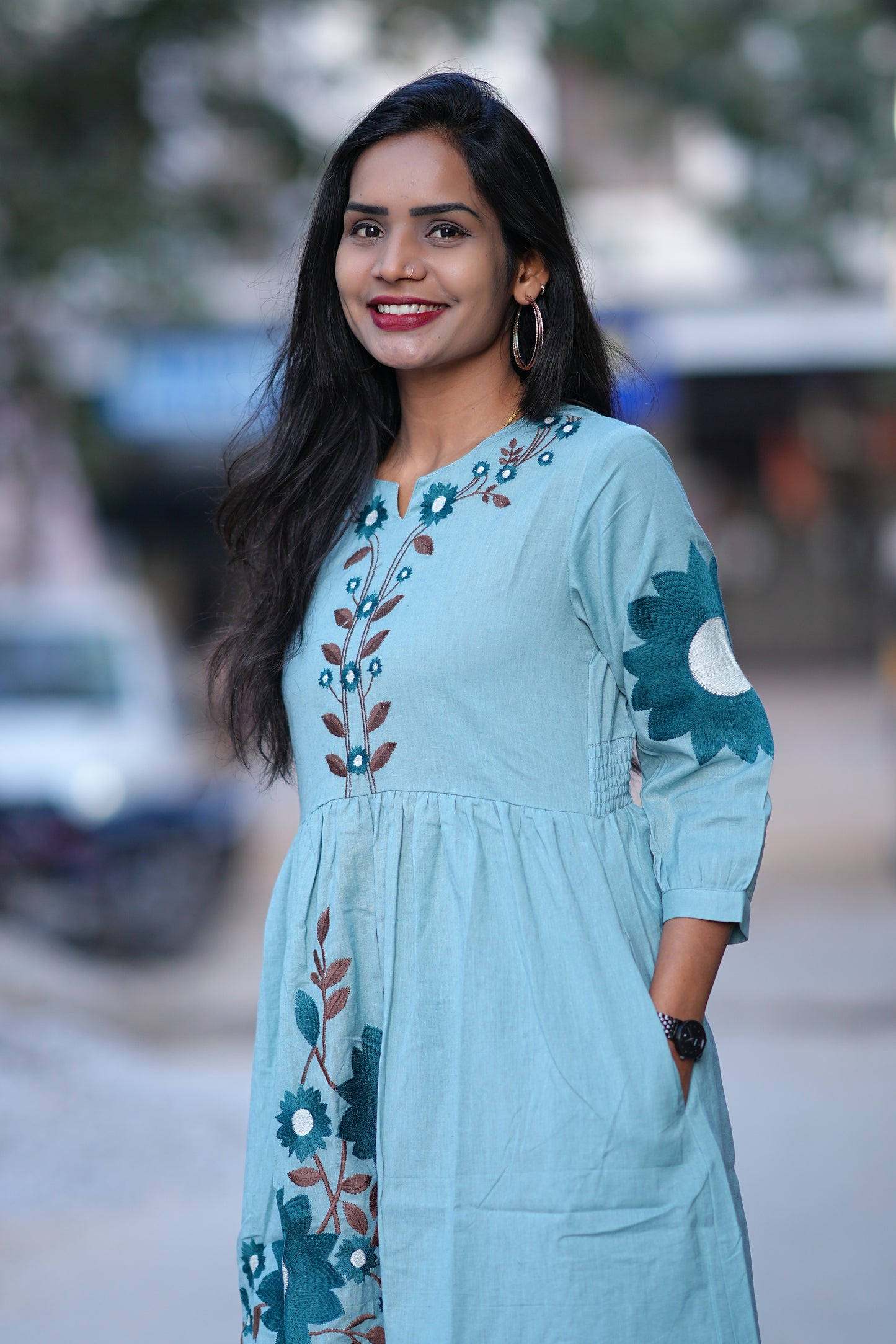 Aqua Green Color Premium Party Wear Maxi with Embroidery work