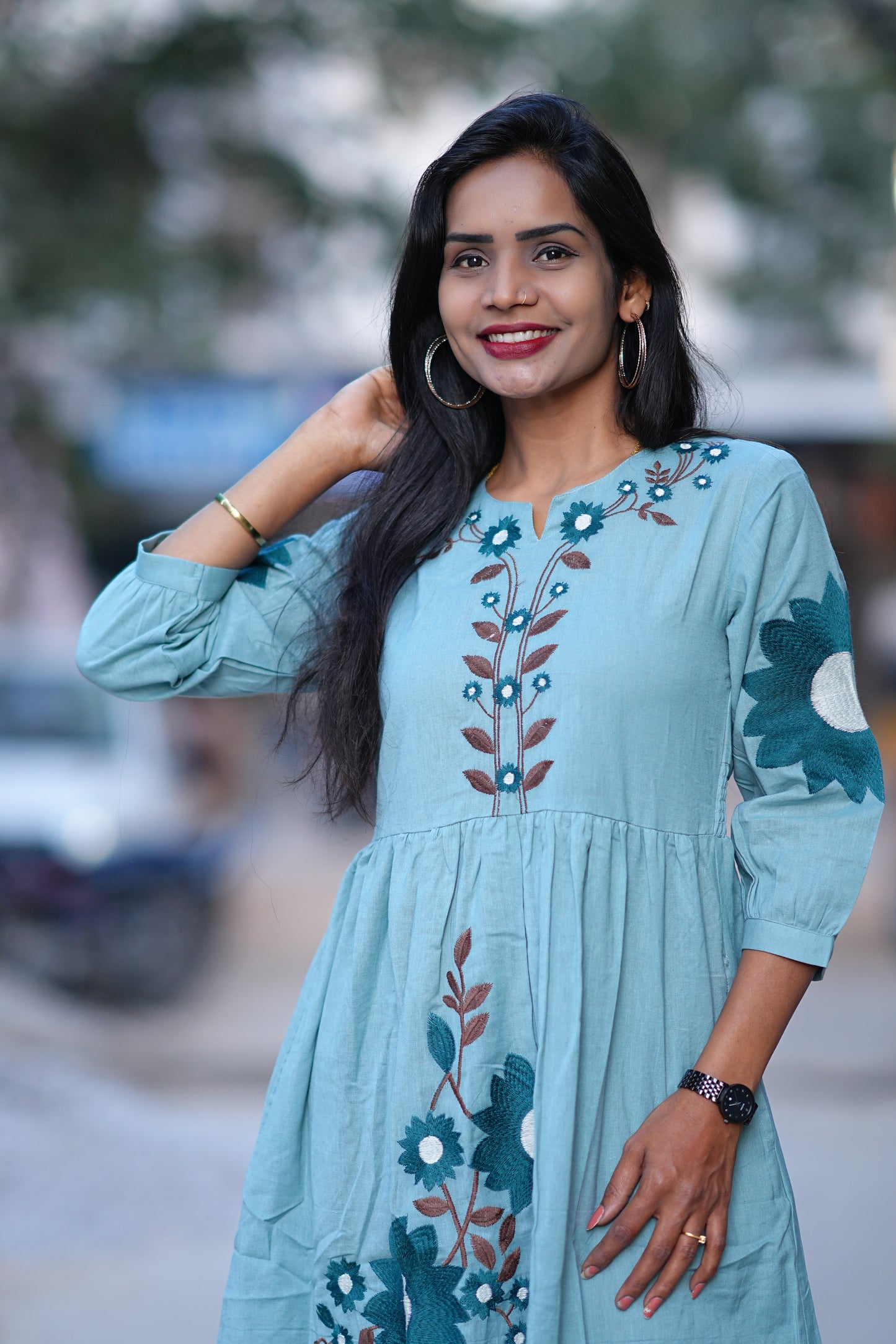 Aqua Green Color Premium Party Wear Maxi with Embroidery work