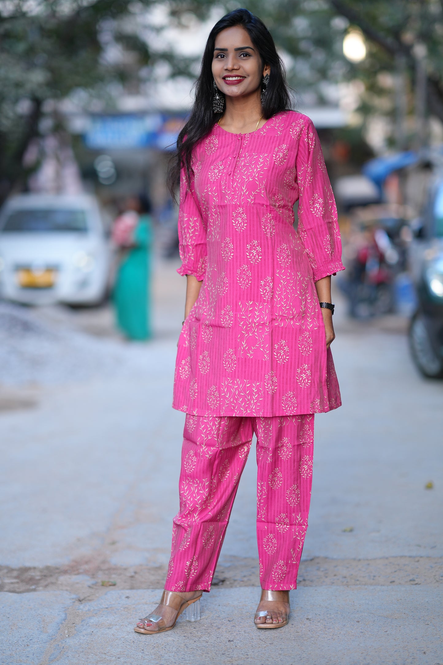 Pink Color Office Wear Cordset