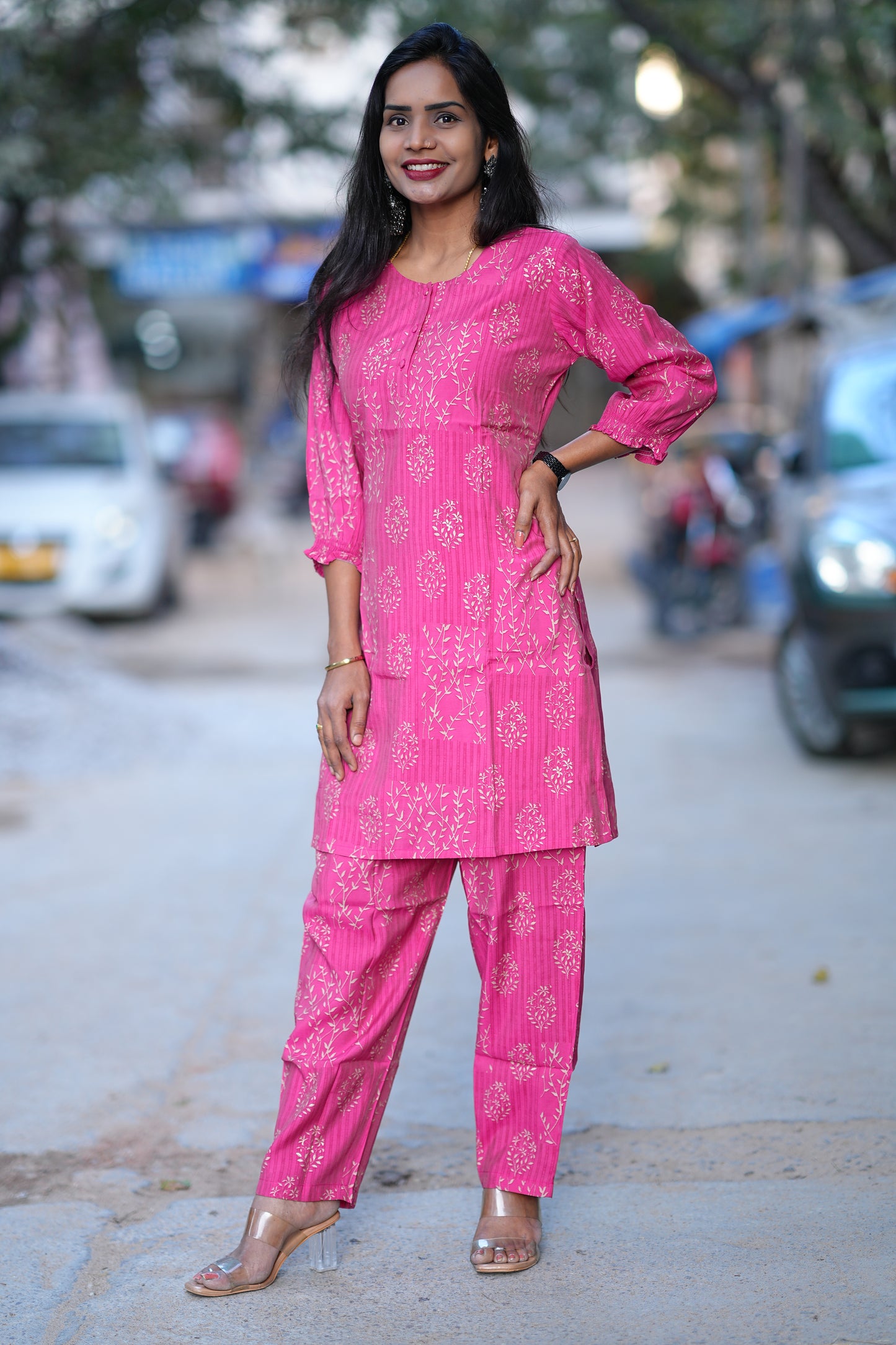 Pink Color Office Wear Cordset